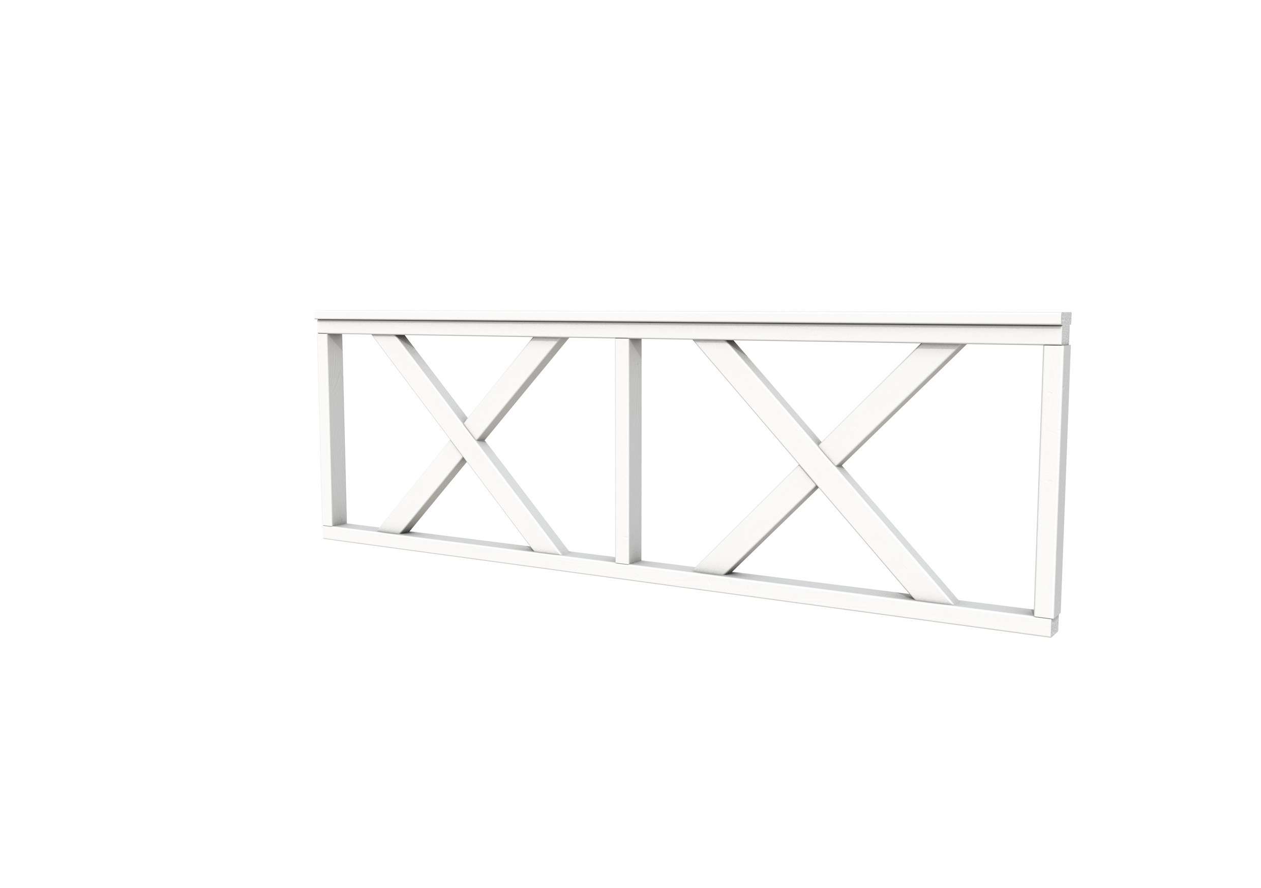 Hekwerk met kruis vuren type B, 228,5 x 73 cm, wit gespoten.
