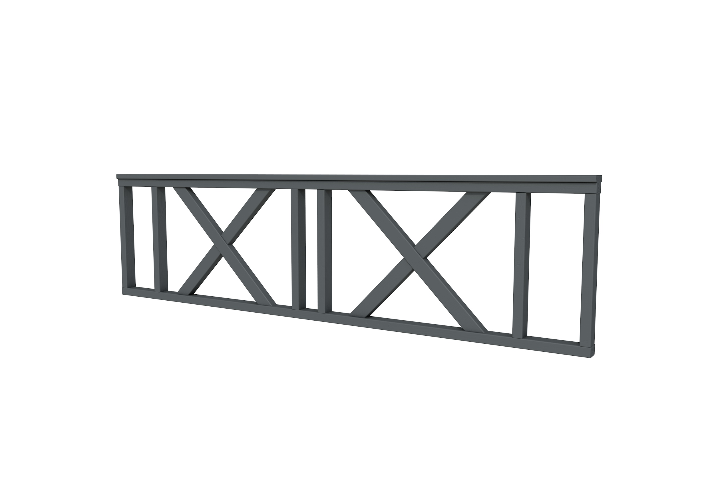 Hekwerk met kruis vuren type C, 278,5 x 73 cm, antraciet gespoten.