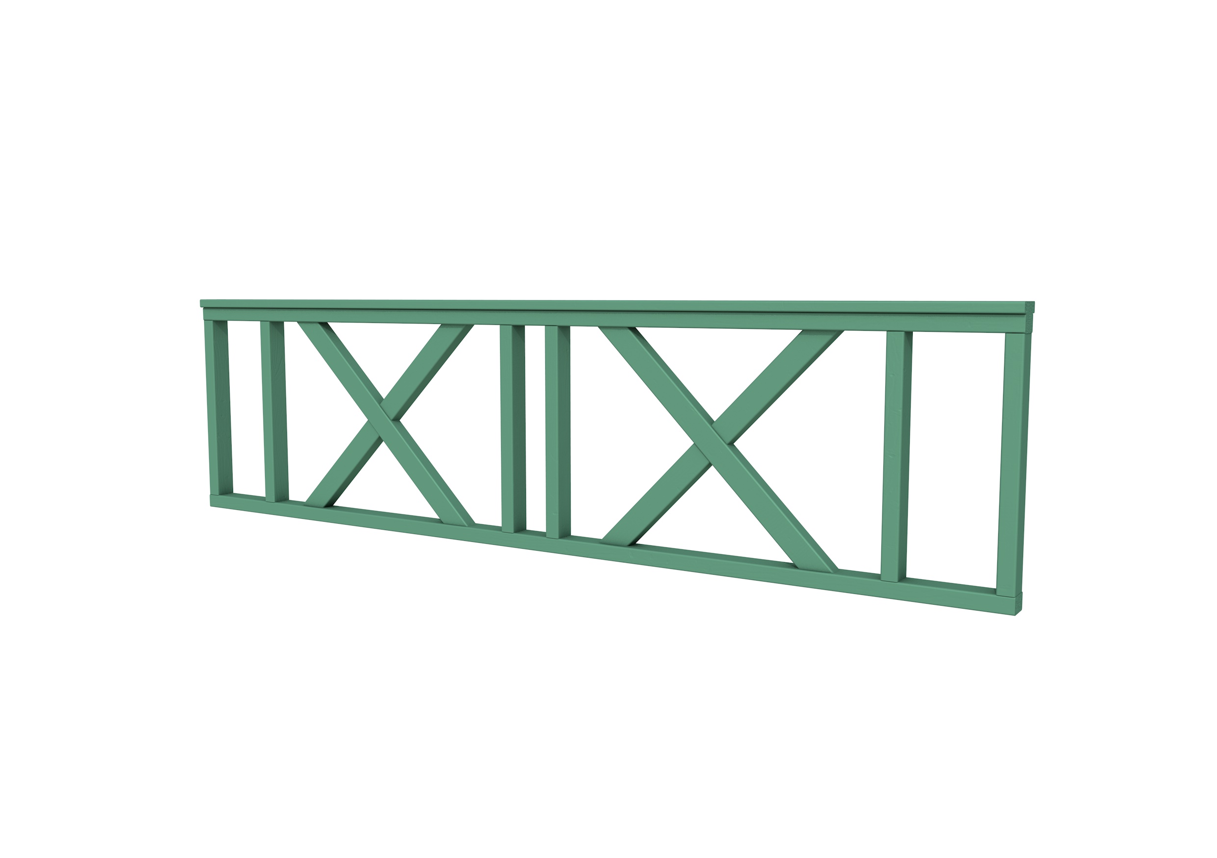 Hekwerk met kruis vuren type C, 278,5 x 73 cm, jungle groen gespoten.