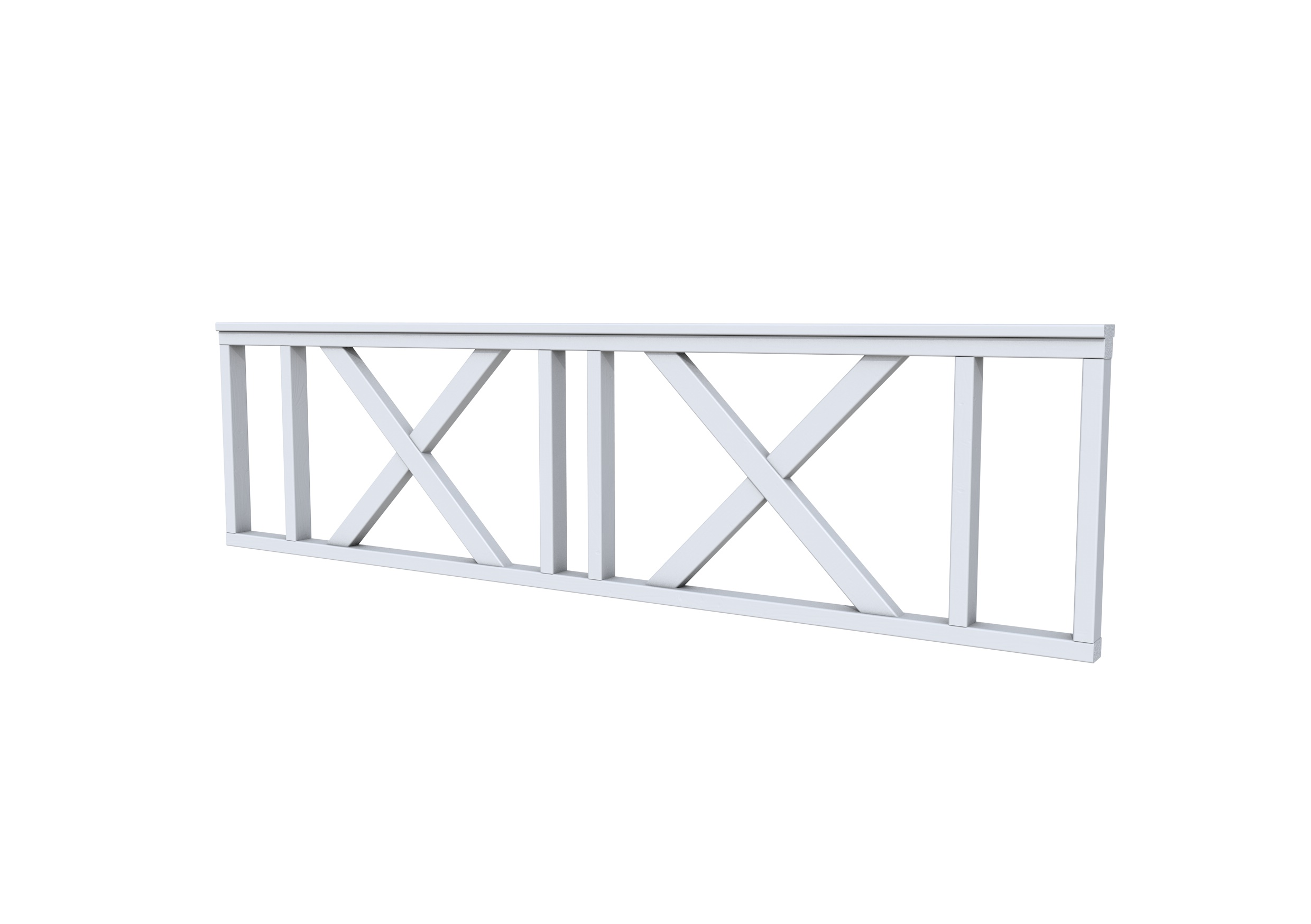 Hekwerk met kruis vuren type C, 278,5 x 73 cm, lichtgrijs gespoten.