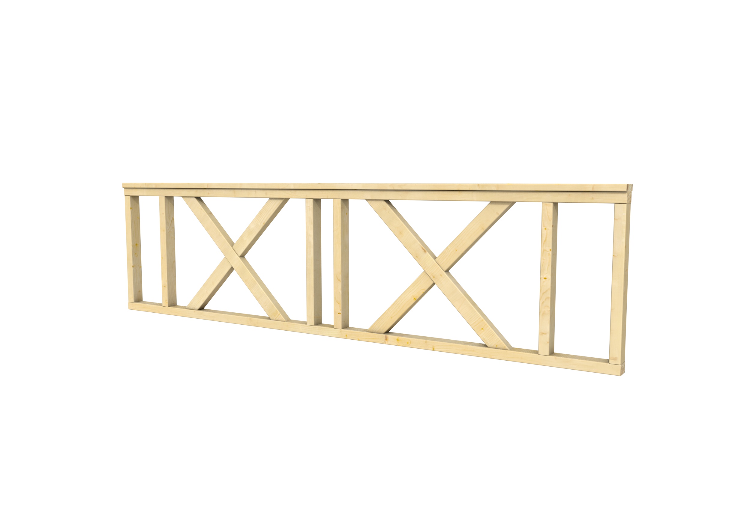 Hekwerk met kruis vuren type C, 278,5 x 73 cm, onbehandeld.