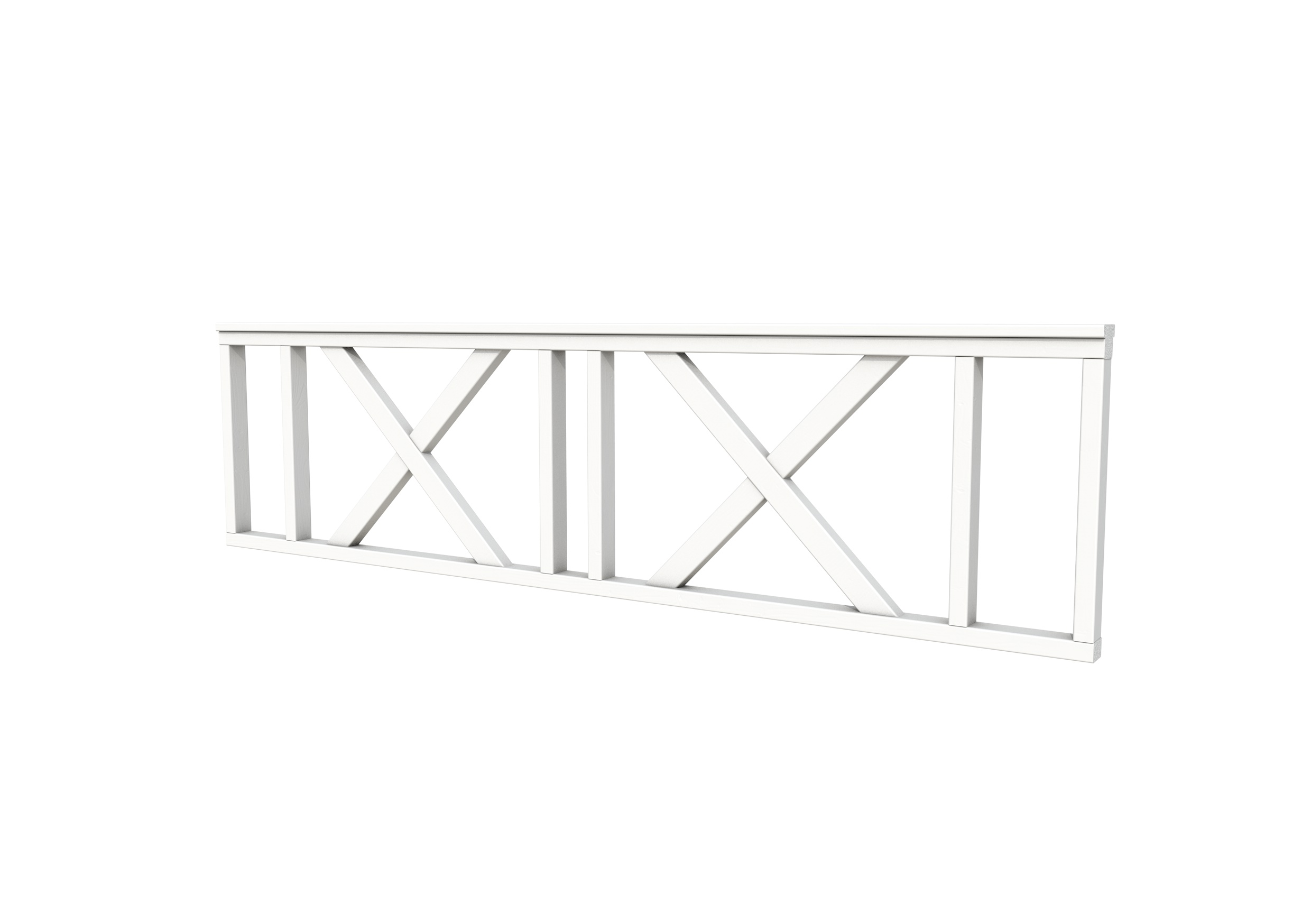 Hekwerk met kruis vuren type C, 278,5 x 73 cm, wit gespoten.