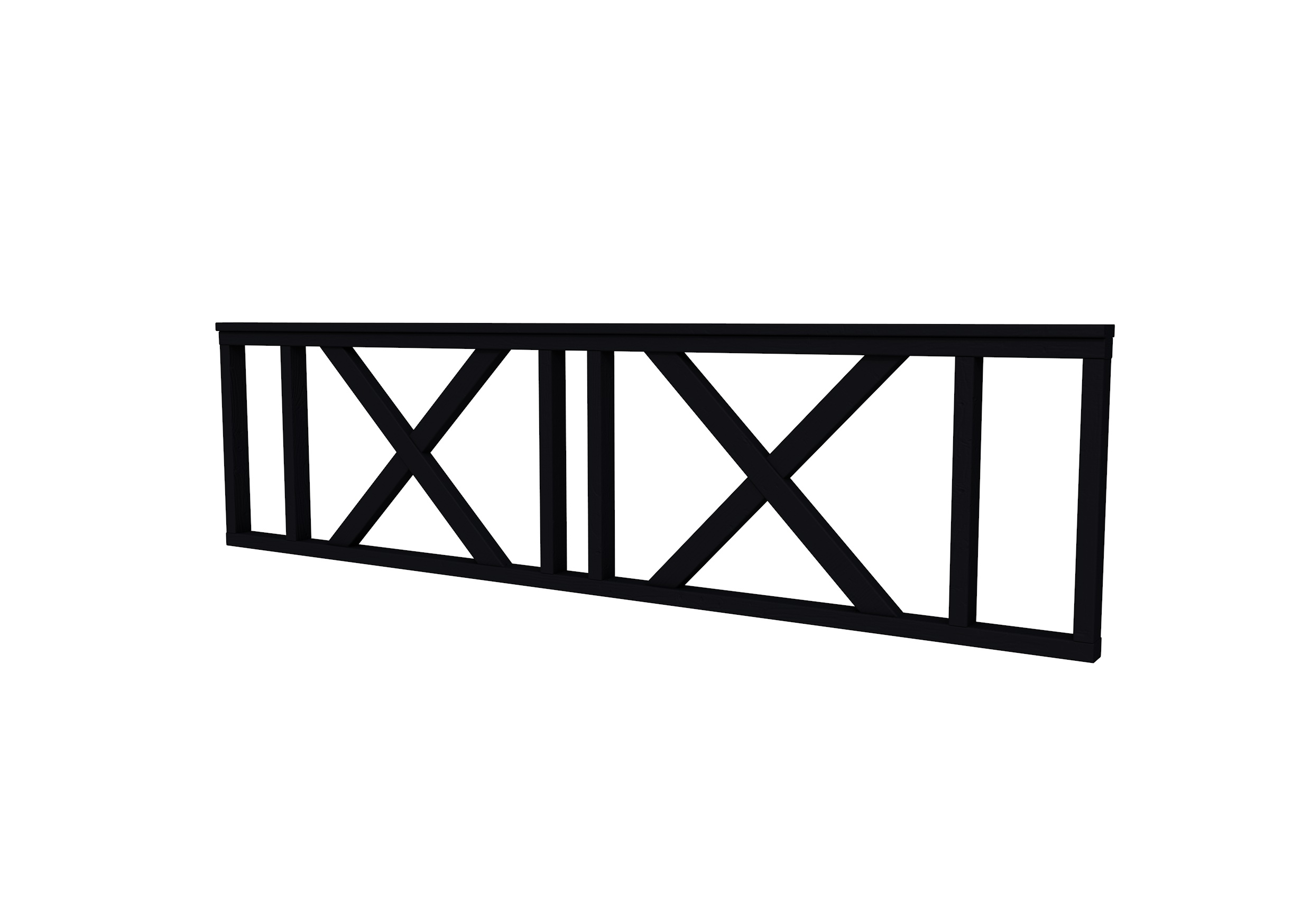 Hekwerk met kruis vuren type C, 278,5 x 73 cm, zwart gespoten.