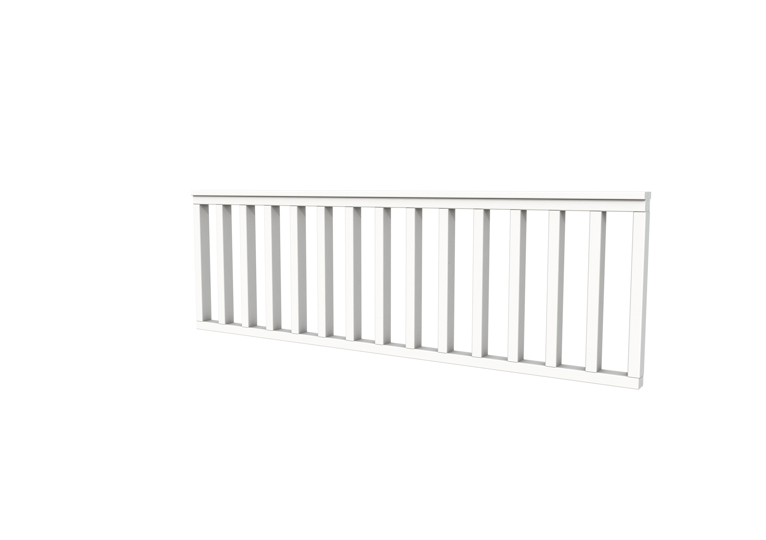 Hekwerk recht vuren type B, 228,5 x 73 cm, wit gespoten.