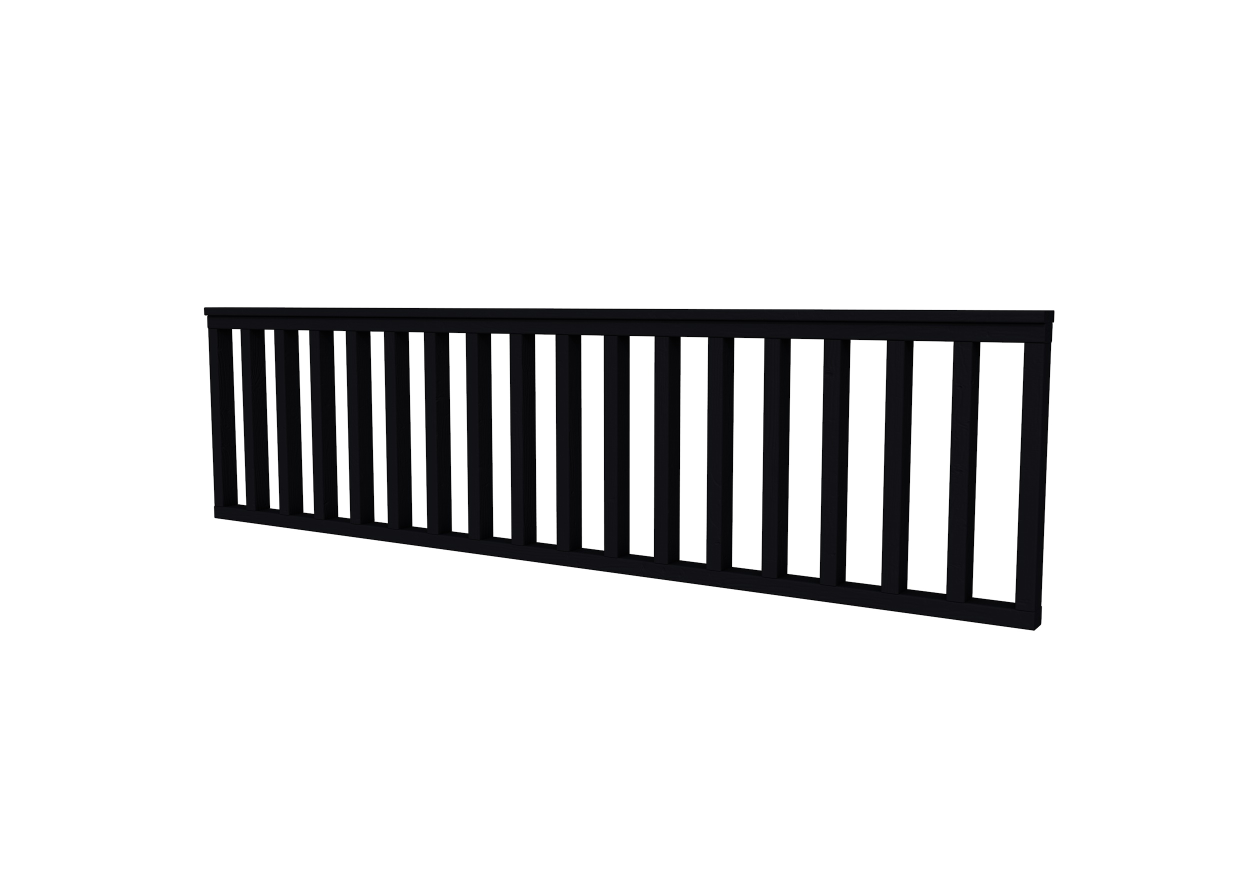 Hekwerk recht vuren type C, 278,5 x 73 cm, zwart gespoten.