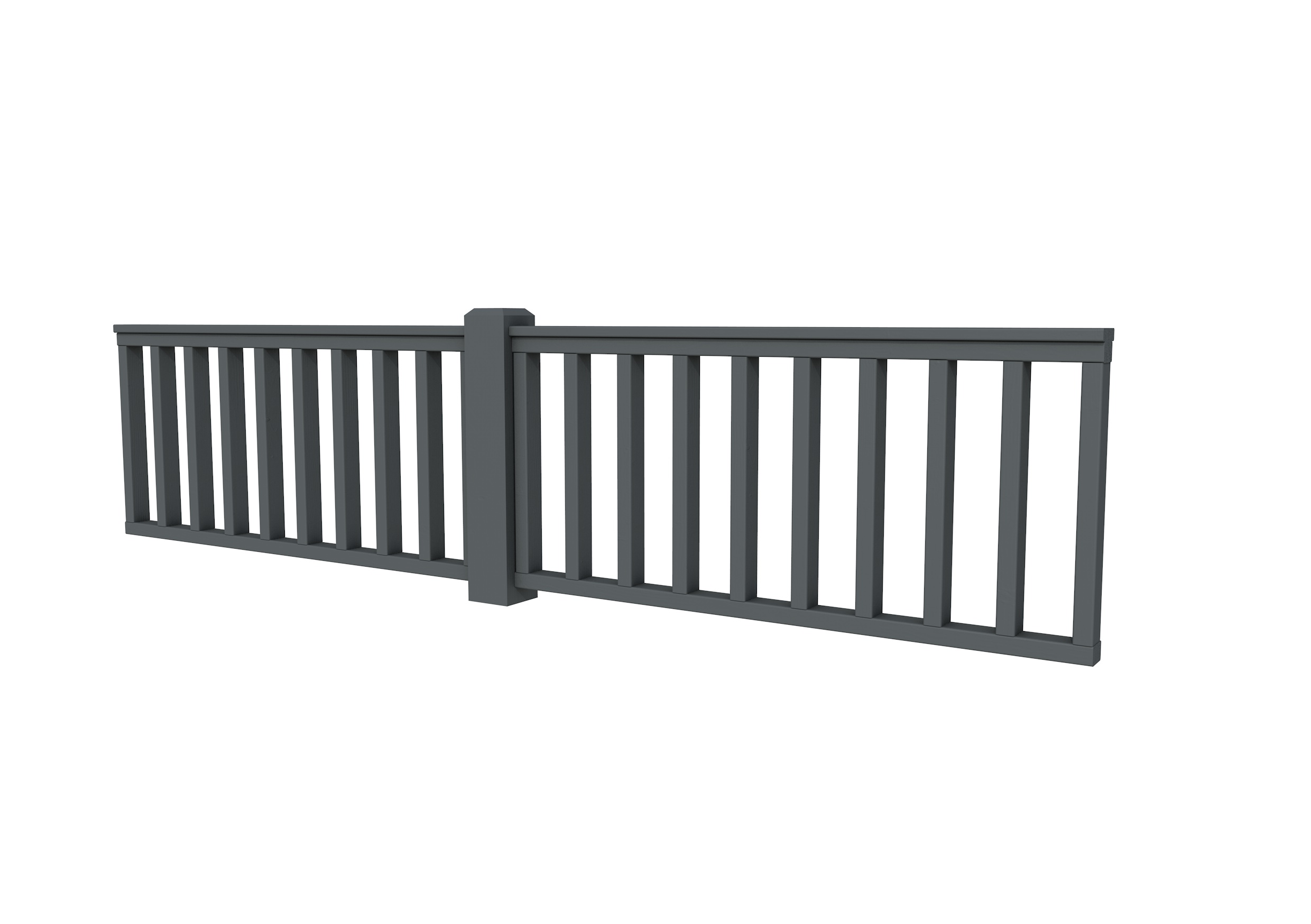 Hekwerk recht vuren type D, 328,5 x 73 cm, antraciet gespoten.