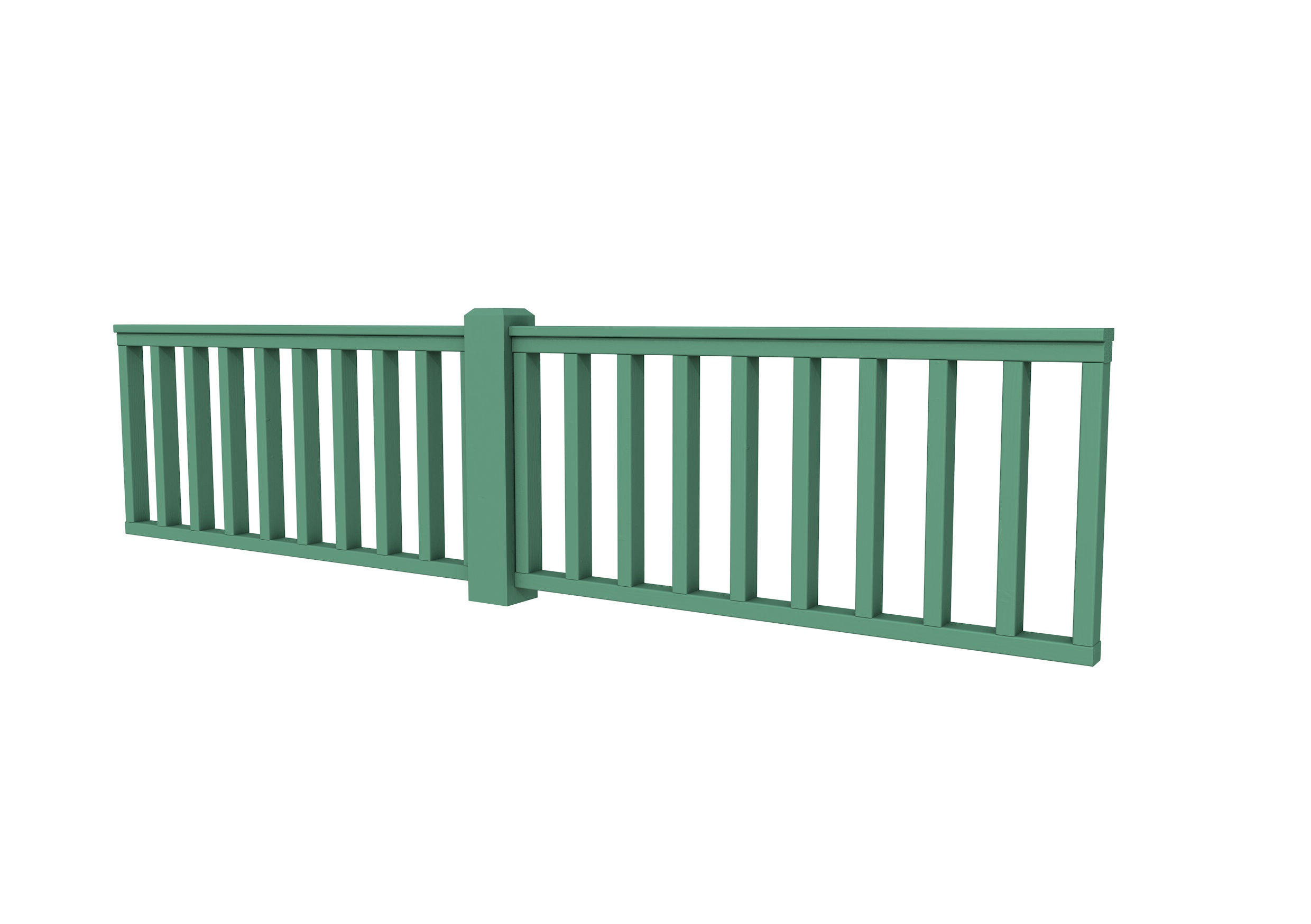 Hekwerk recht vuren type D, 328,5 x 73 cm, jungle groen gespoten.