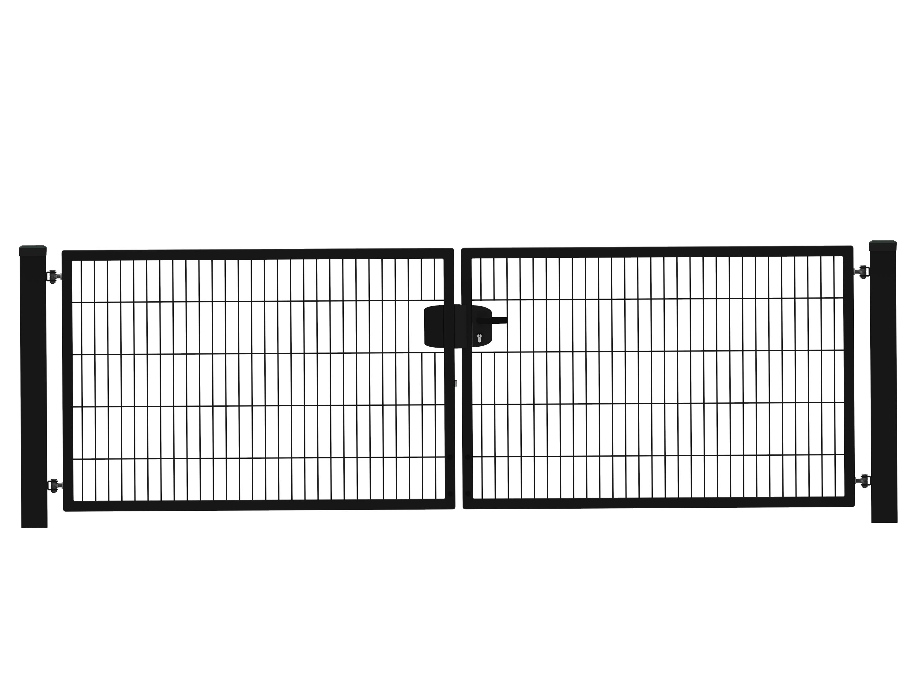 Hillfence metalen dubbele poort Eco-line, 300 x 100 cm, zwart.