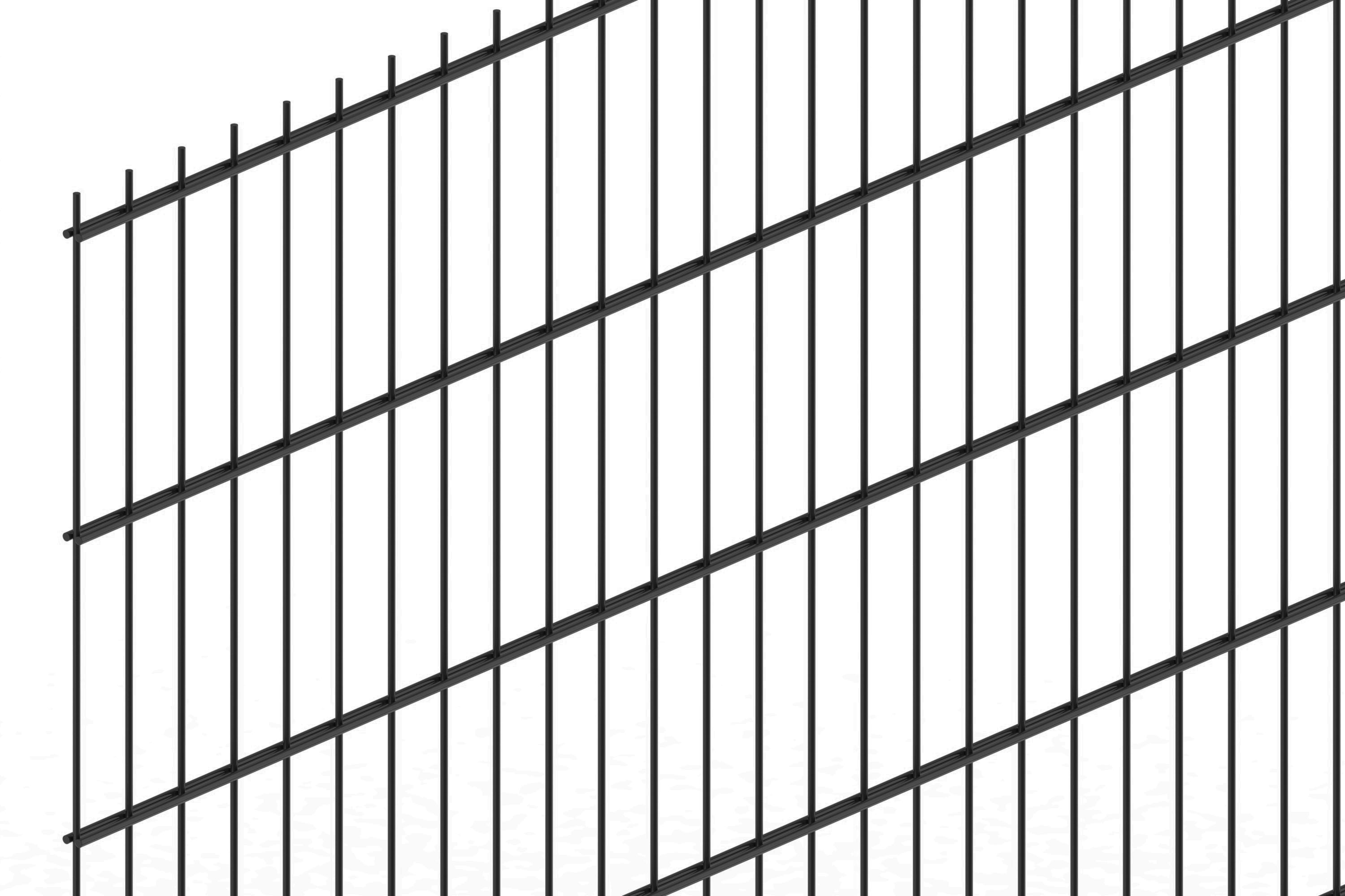 Hillfence metalen scherm, dubbele staafmat, 200 x 183 cm, zwart.