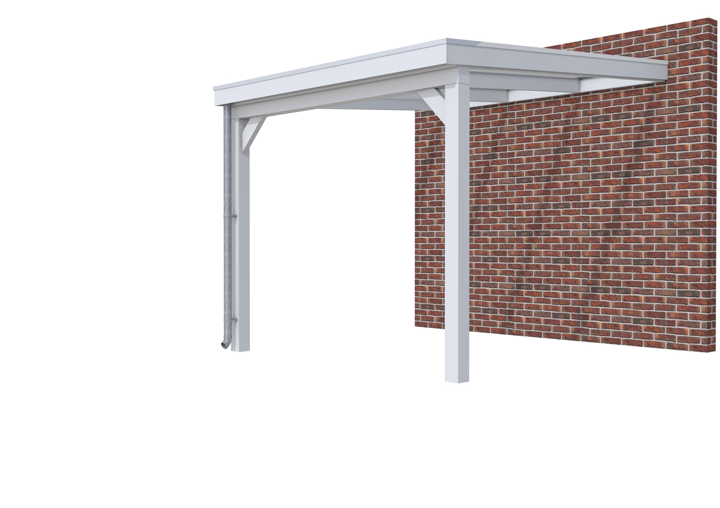 Veranda Classic 300 vuren, 312 x 360 cm, dakplaten helder, lichtgrijs gespoten.