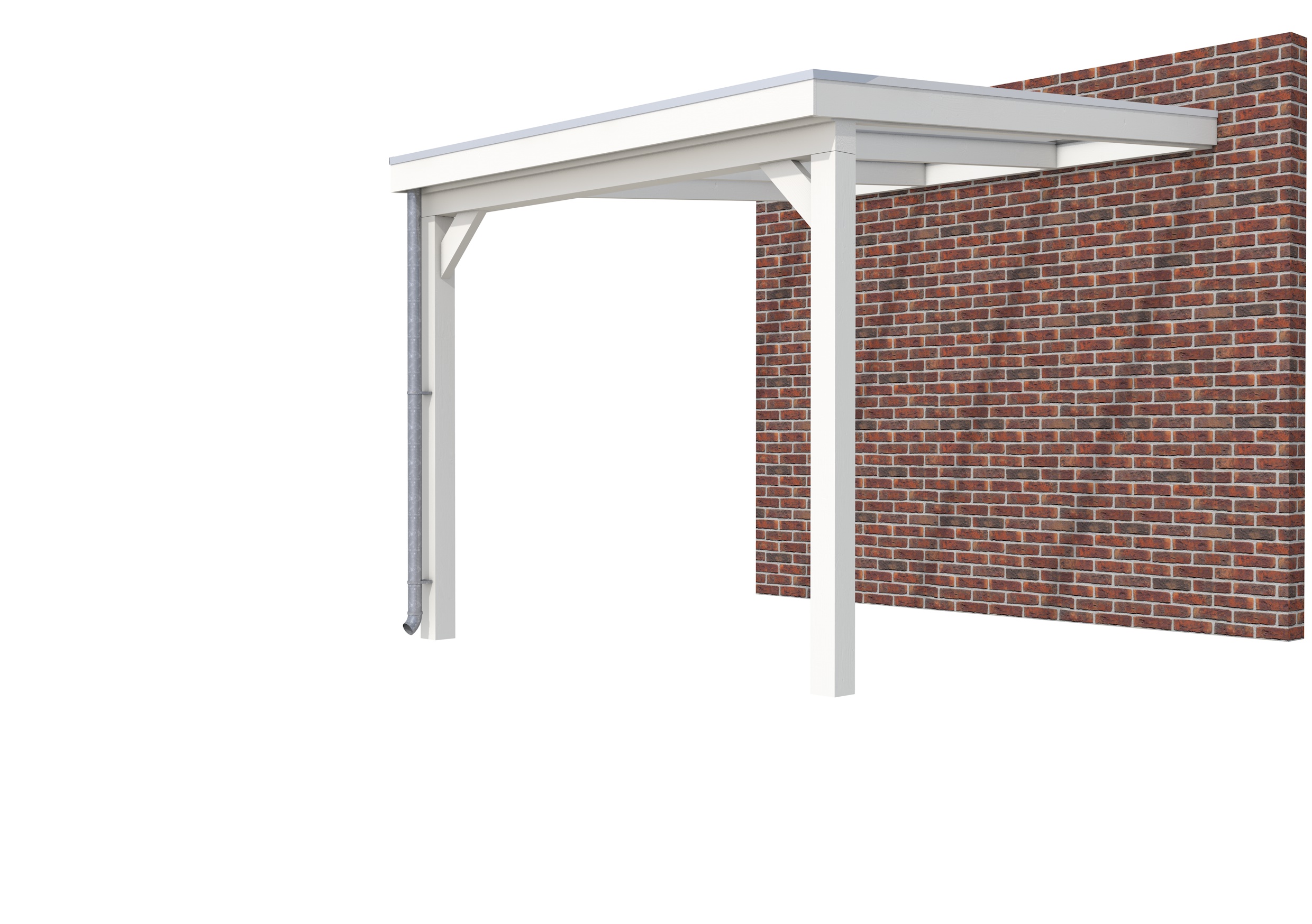 Veranda Classic 300 vuren, 312 x 360 cm, dakplaten helder, wit gespoten.