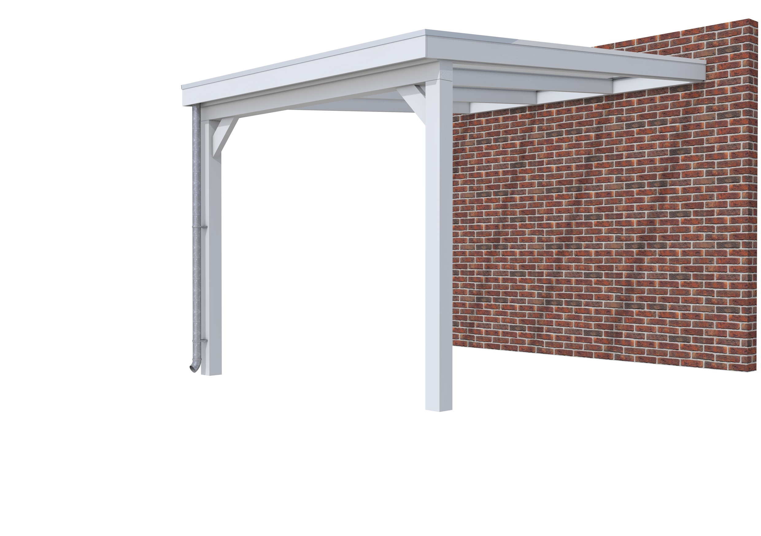 Veranda Classic 300 vuren, 312 x 410 cm, dakplaten helder, lichtgrijs gespoten.