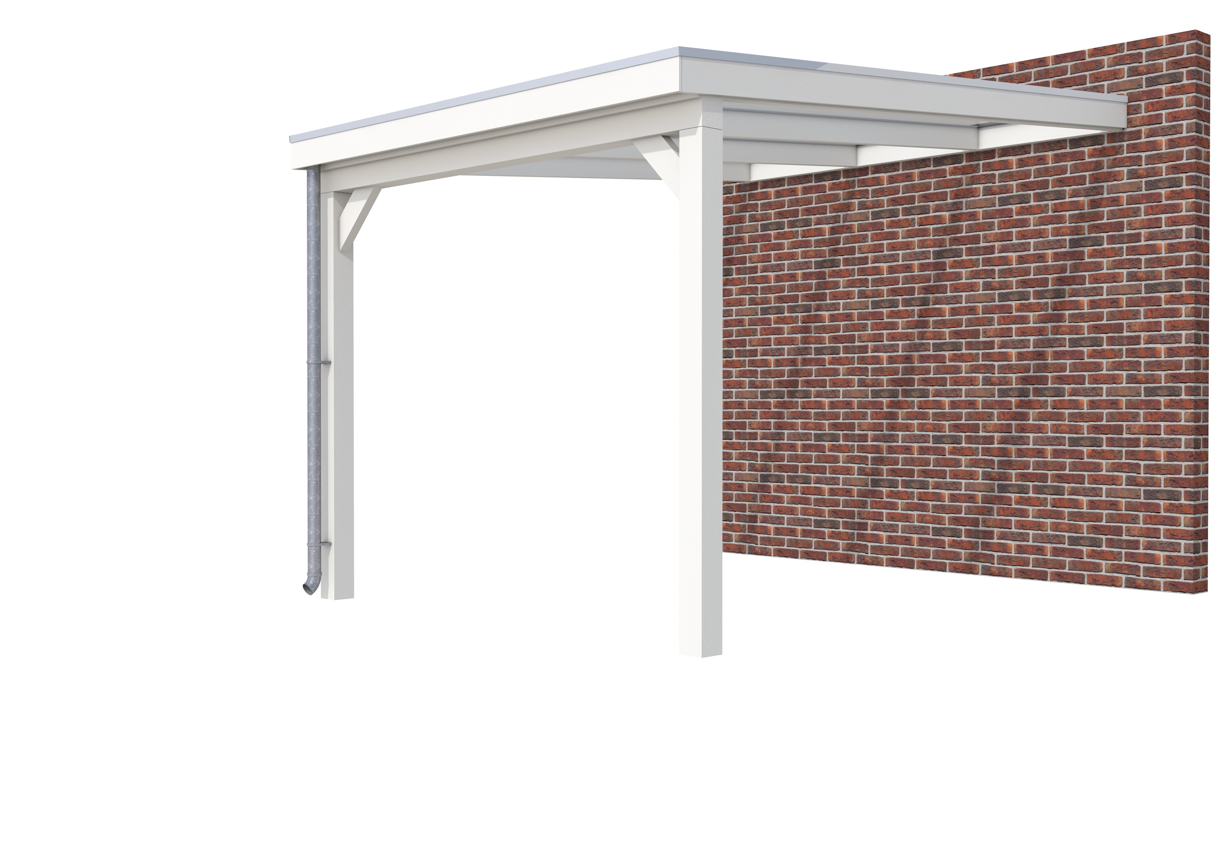 Veranda Classic 300 vuren, 312 x 410 cm, dakplaten helder, wit gespoten.