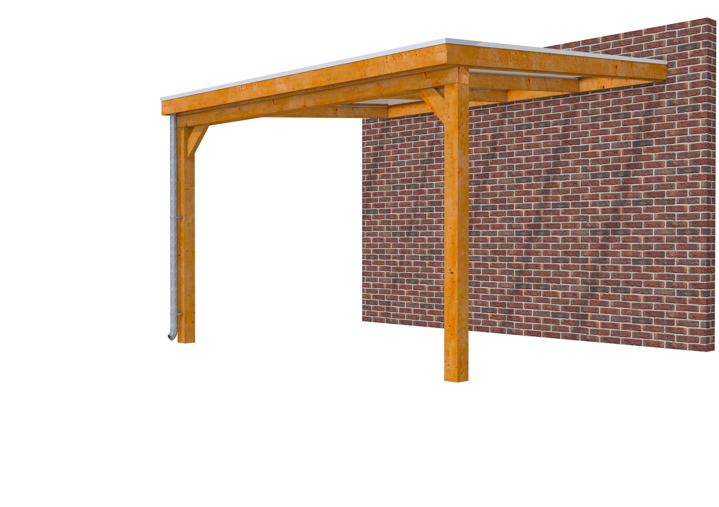 Veranda Classic 400 douglas, 412 x 360 cm, dakplaten helder, transparant gespoten.