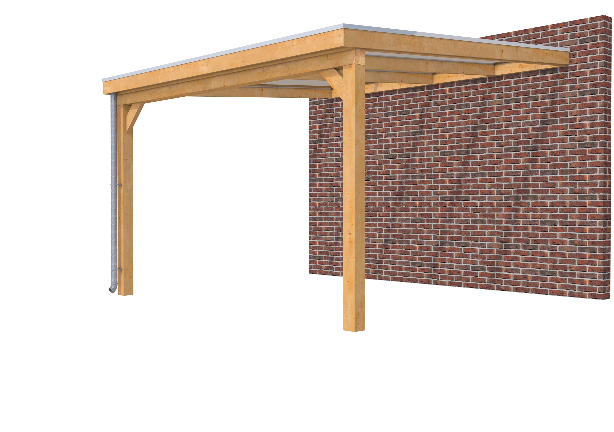 Veranda Classic 400 douglas, 412 x 410 cm, dakplaten helder, onbehandeld.