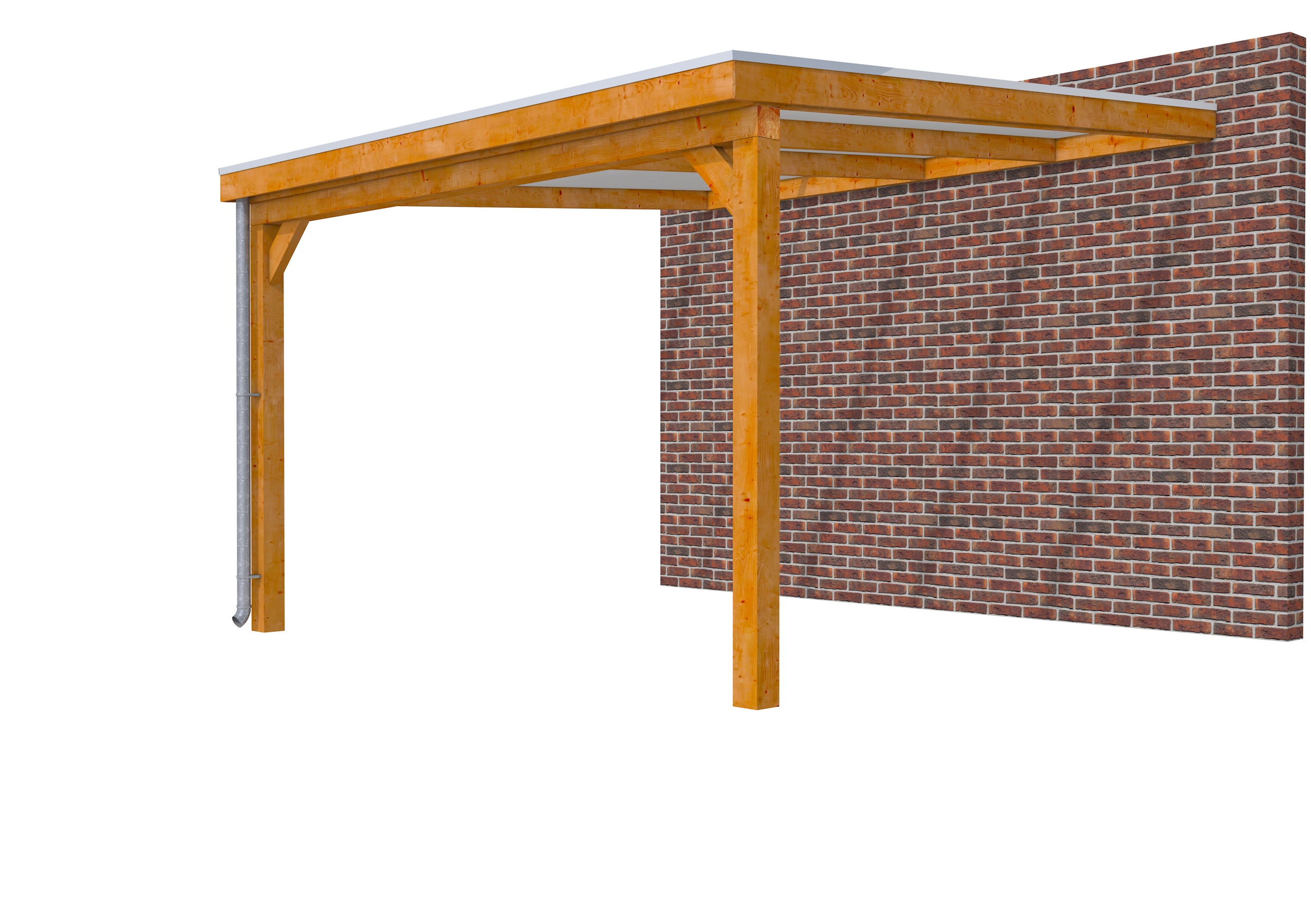 Veranda Classic 400 douglas, 412 x 410 cm, dakplaten opaal, transparant gespoten.