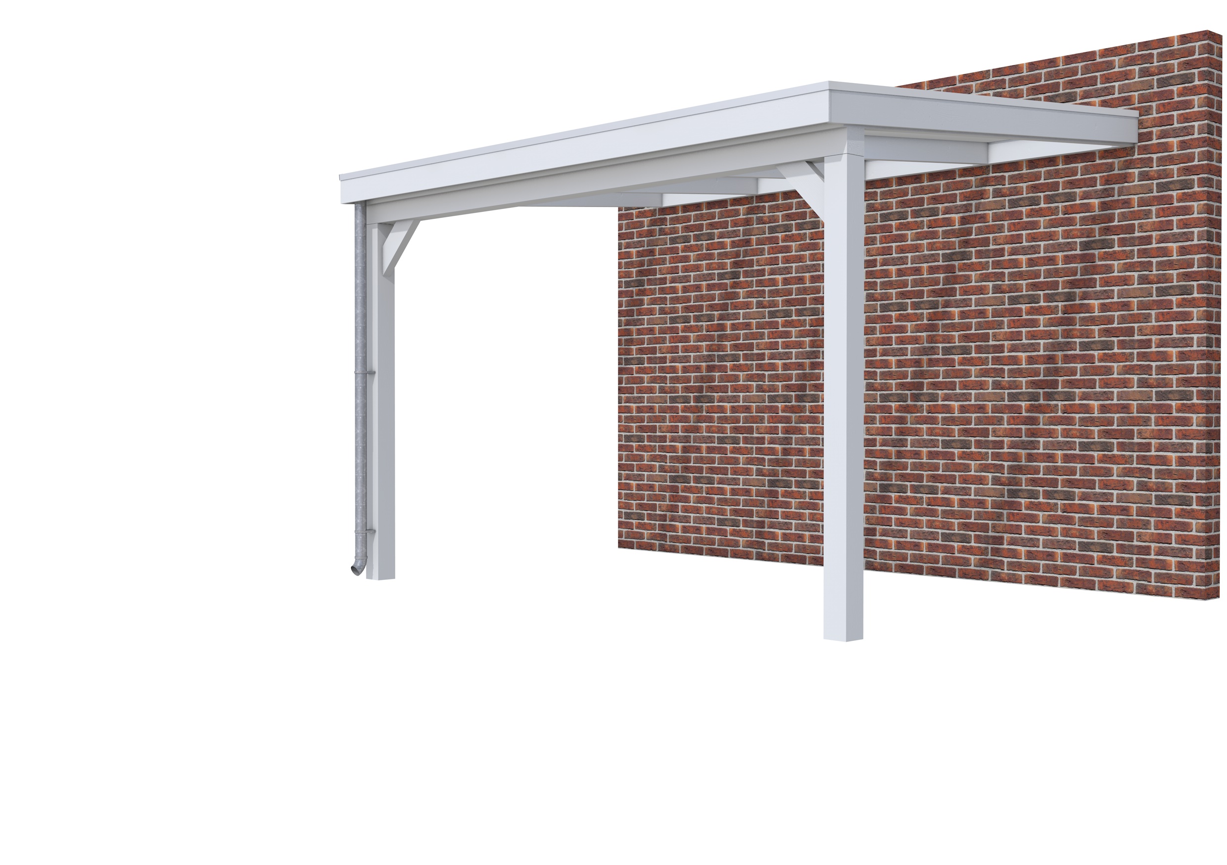 Veranda Classic 400 vuren, 412 x 310 cm, dakplaten opaal, lichtgrijs gespoten.