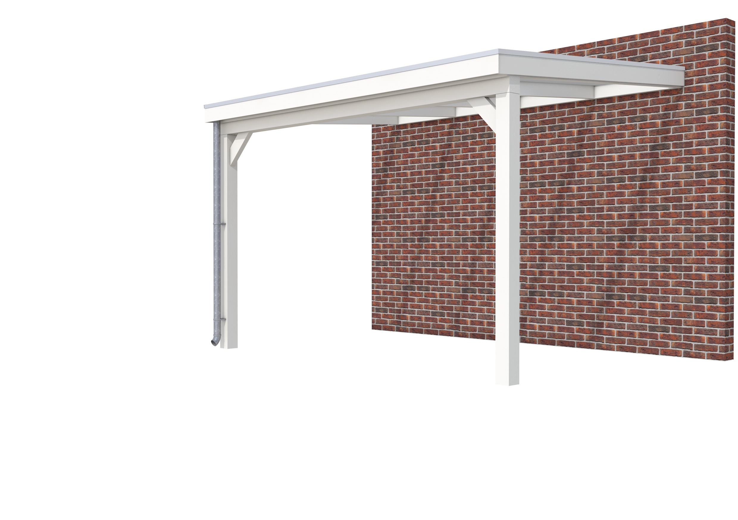 Veranda Classic 400 vuren, 412 x 310 cm, dakplaten opaal, wit gespoten.