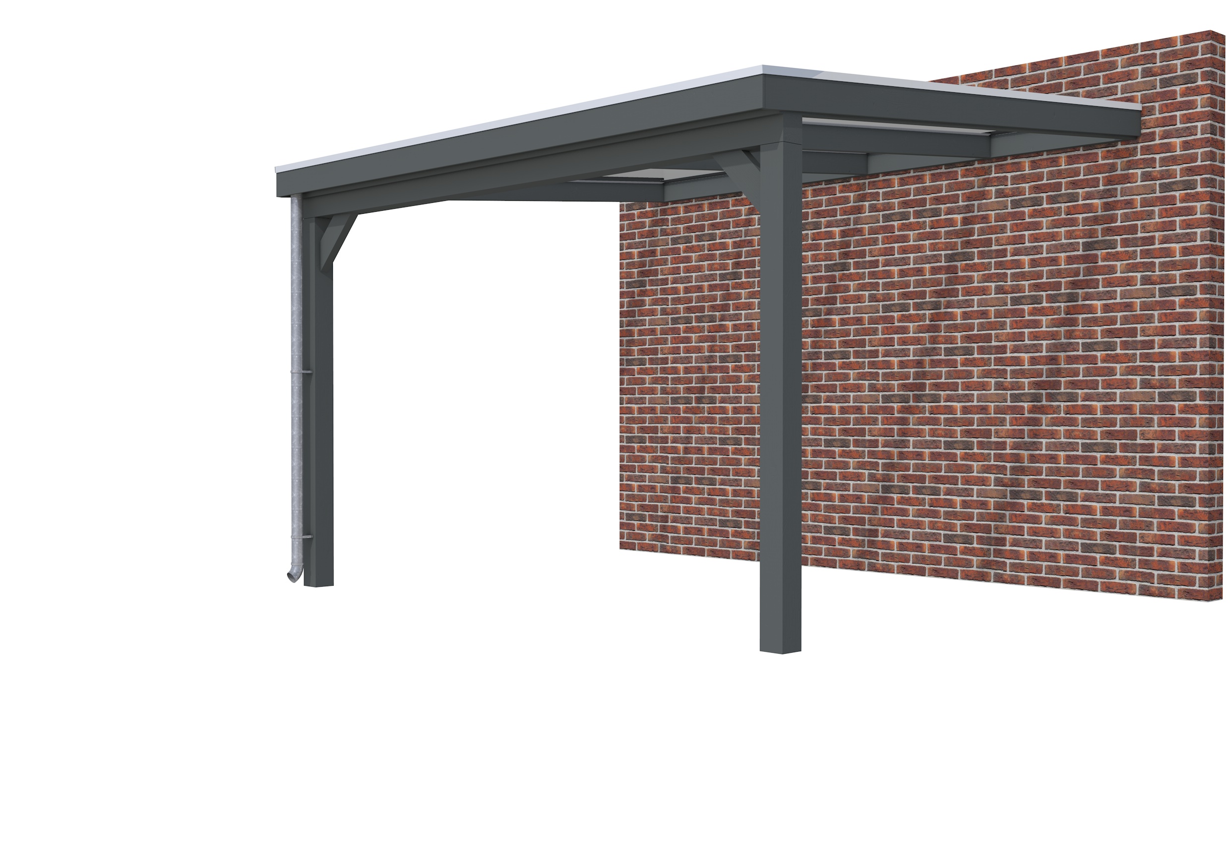 Veranda Classic 400 vuren, 412 x 360 cm, dakplaten opaal, antraciet gespoten.