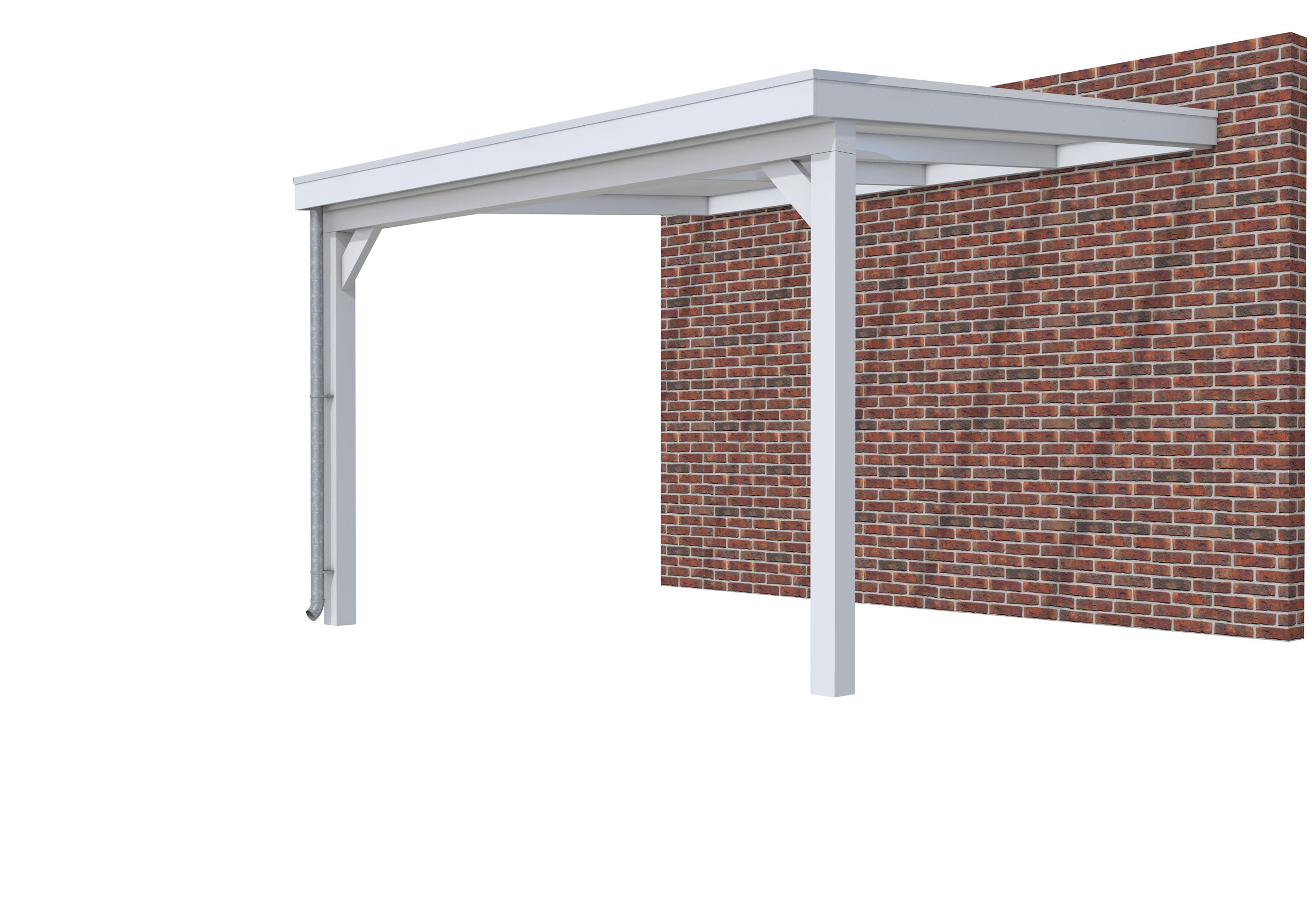 Veranda Classic 400 vuren, 412 x 360 cm, dakplaten opaal, lichtgrijs gespoten.