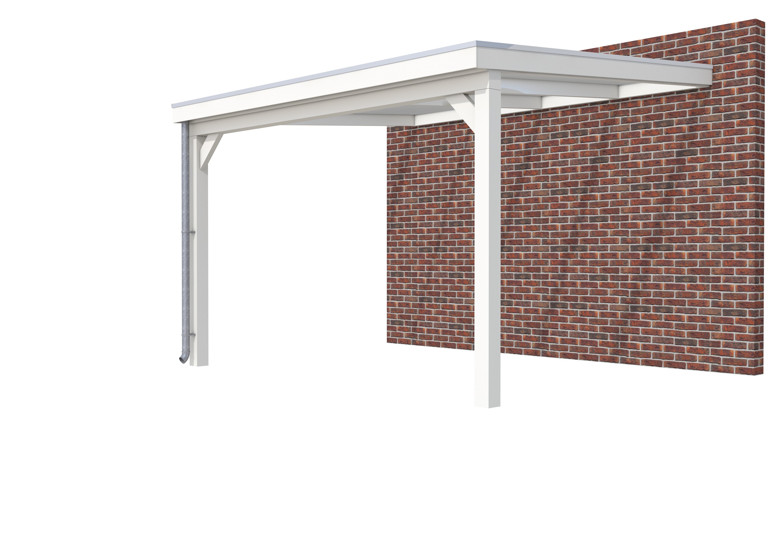 Veranda Classic 400 vuren, 412 x 360 cm, dakplaten opaal, wit gespoten.