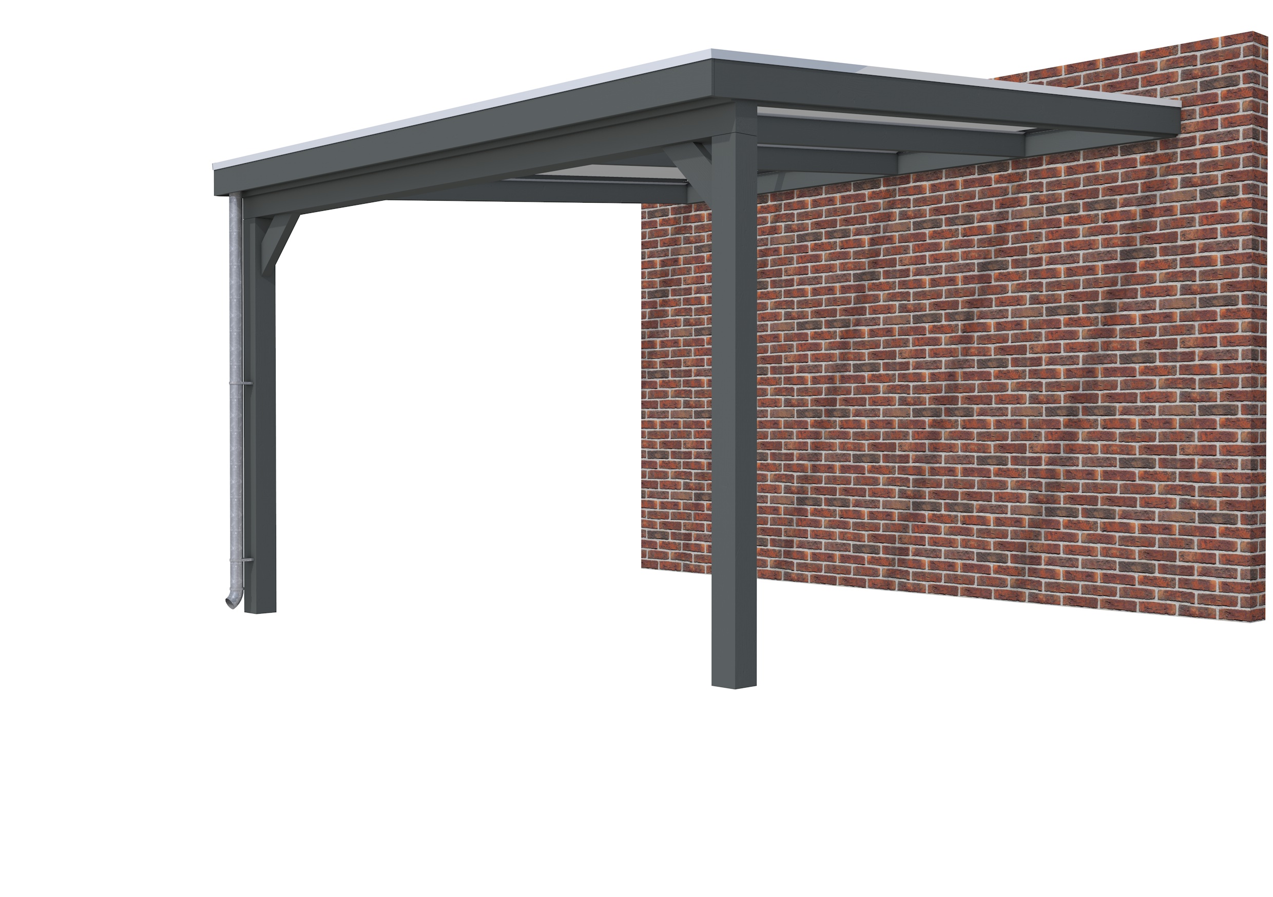 Veranda Classic 400 vuren, 412 x 410 cm, dakplaten helder, antraciet gespoten.