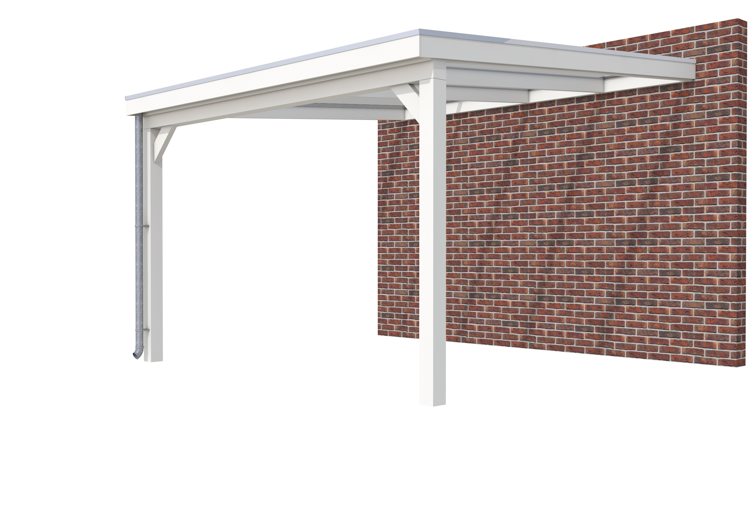 Veranda Classic 400 vuren, 412 x 410 cm, dakplaten helder, wit gespoten.