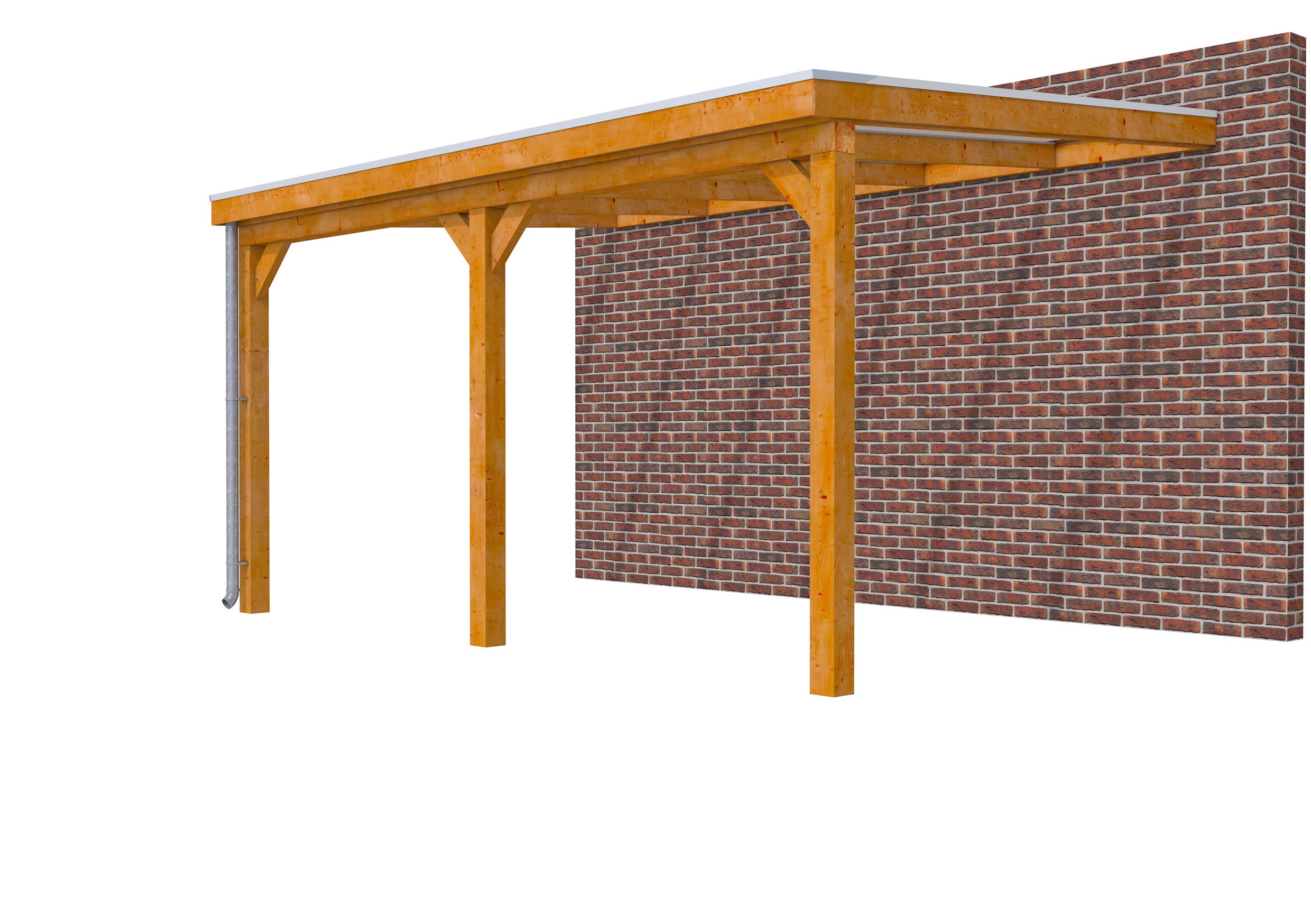 Veranda Classic 500 douglas, 512 x 360 cm, dakplaten helder, transparant gespoten.