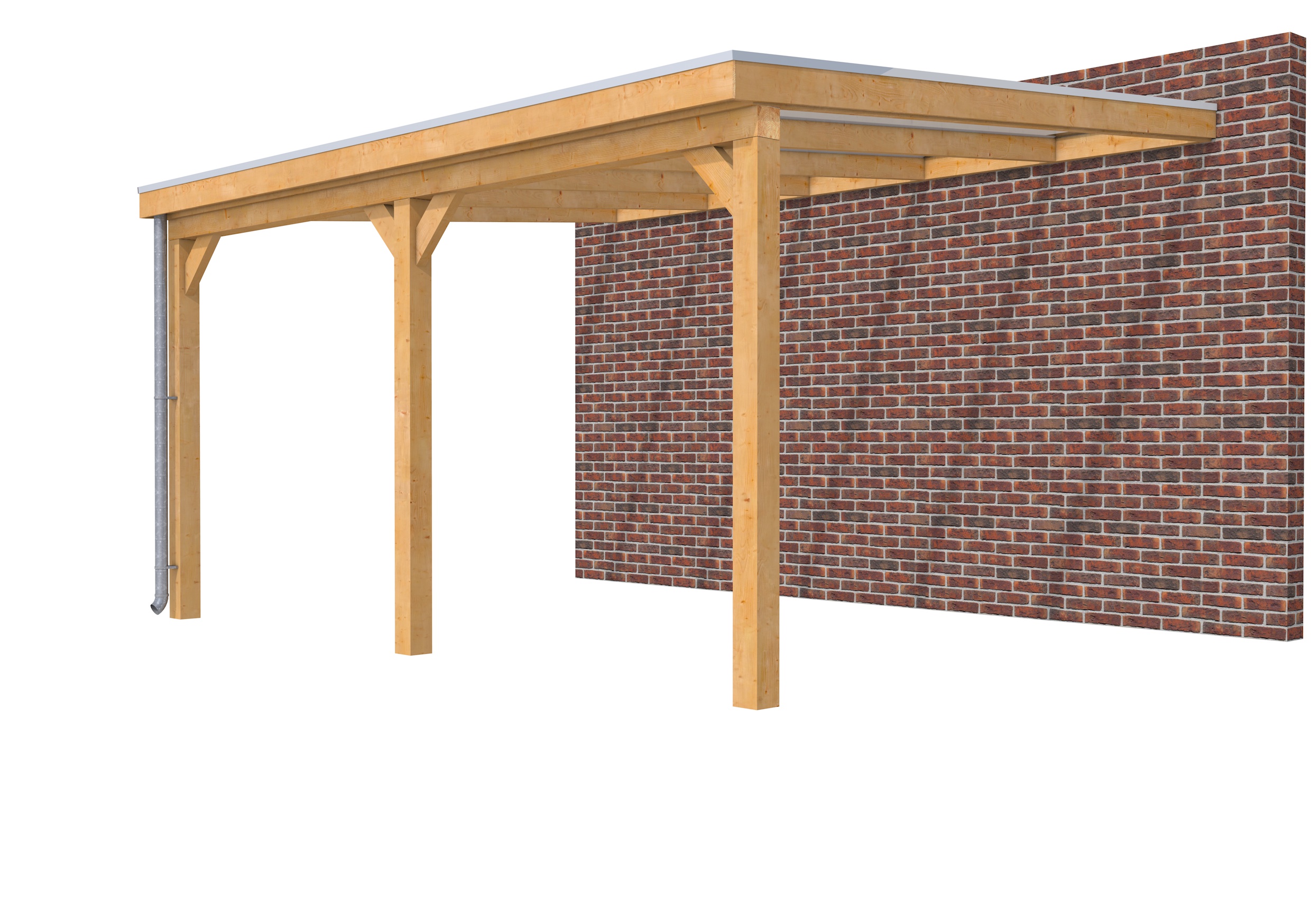 Veranda Classic 500 douglas, 512 x 410 cm, dakplaten helder, onbehandeld.