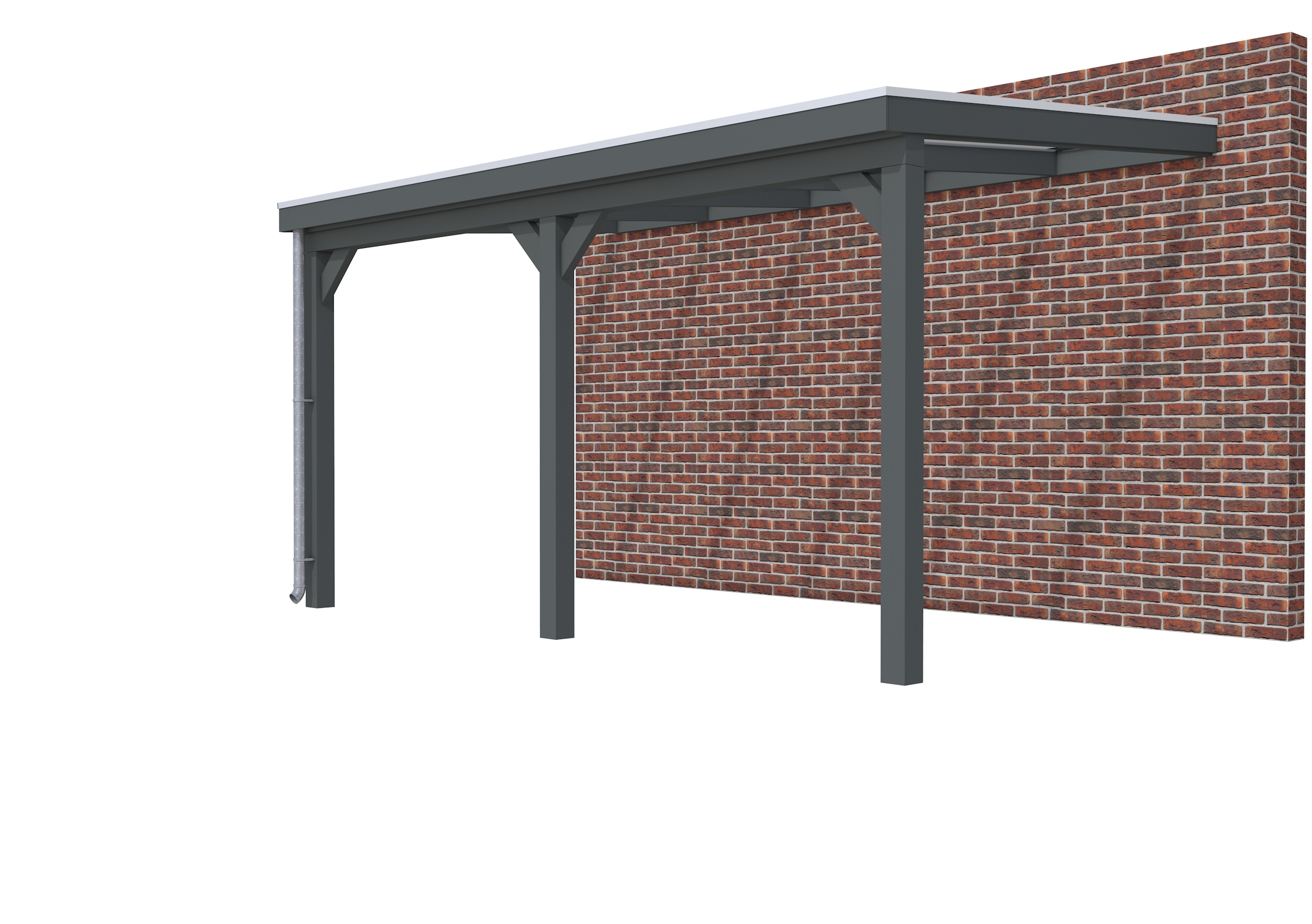 Veranda Classic 500 vuren, 512 x 310 cm, dakplaten helder, antraciet gespoten.