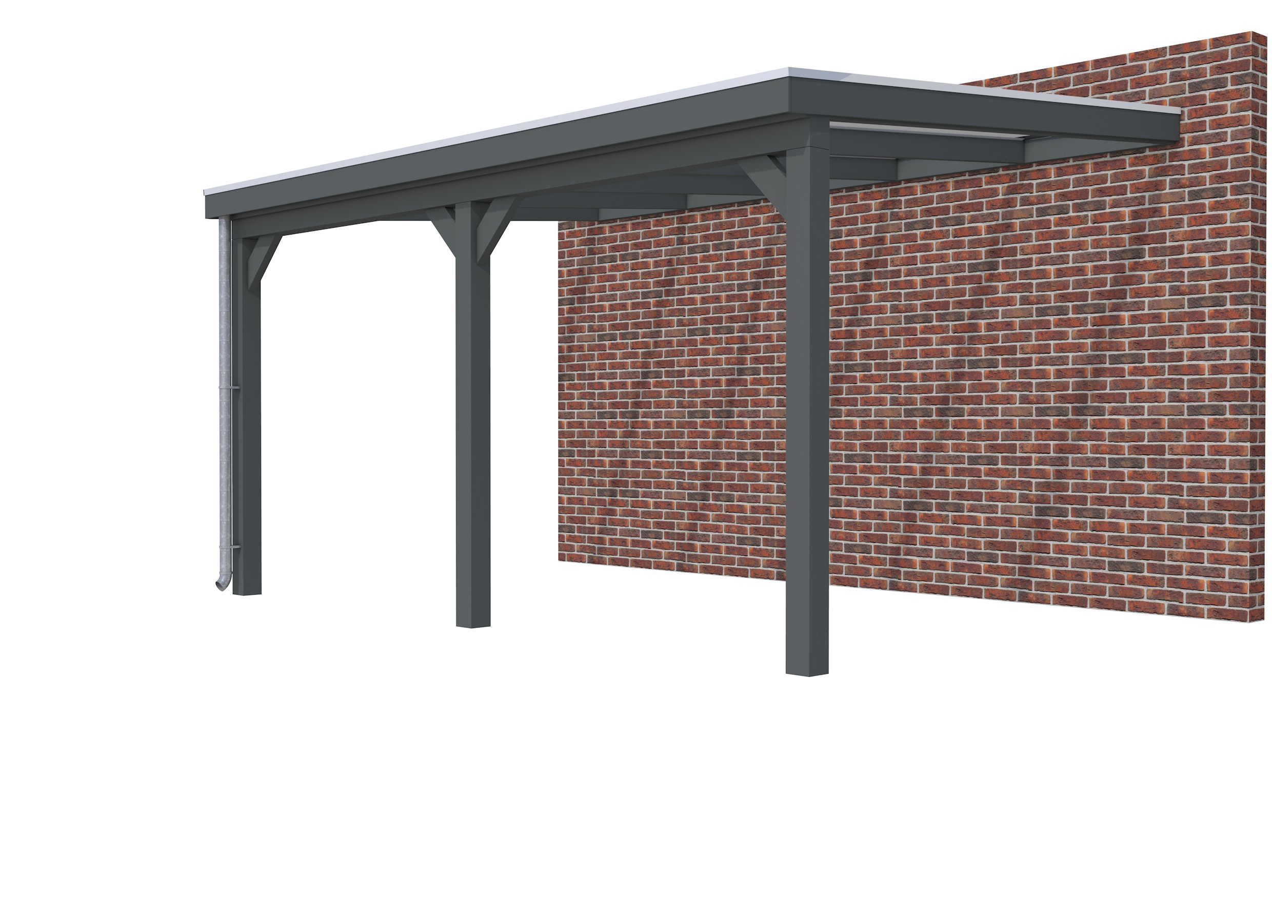 Veranda Classic 500 vuren, 512 x 360 cm, dakplaten helder, antraciet gespoten.