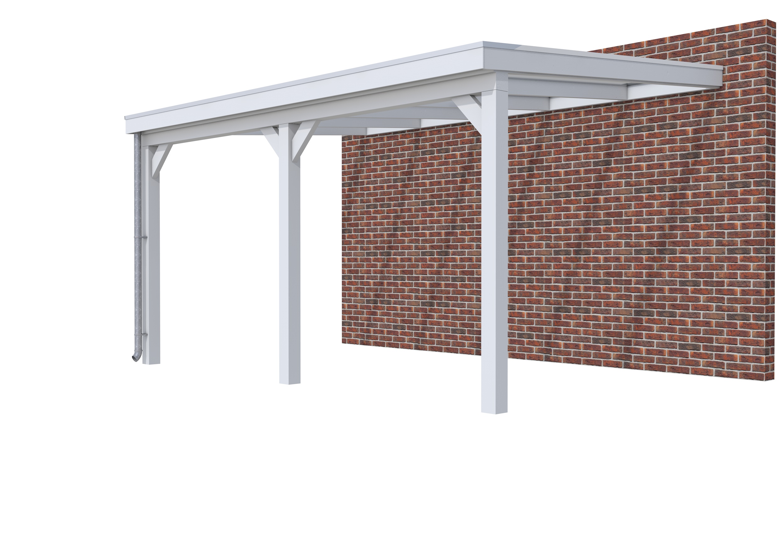 Veranda Classic 500 vuren, 512 x 360 cm, dakplaten helder, lichtgrijs gespoten.