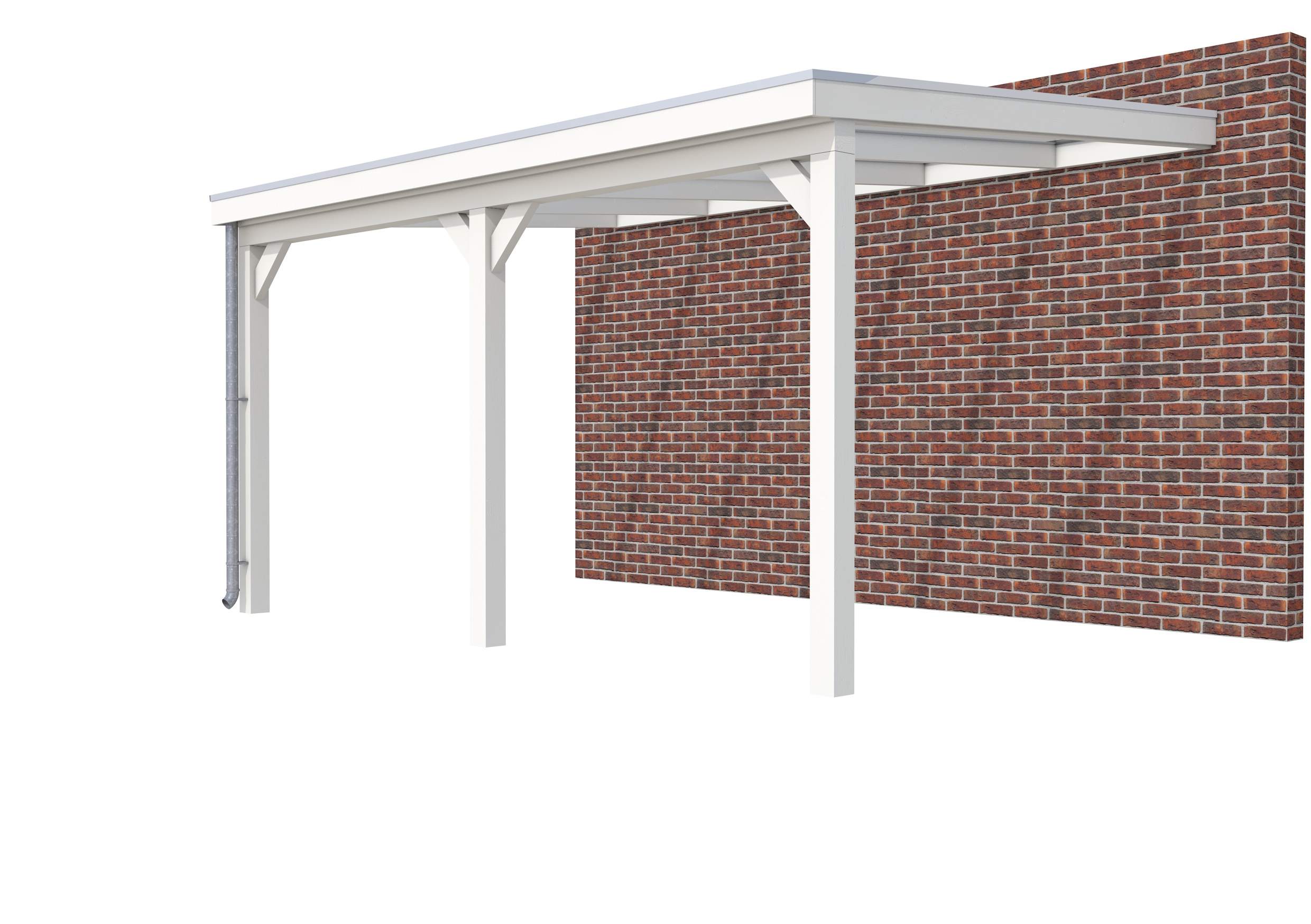 Veranda Classic 500 vuren, 512 x 360 cm, dakplaten helder, wit gespoten.