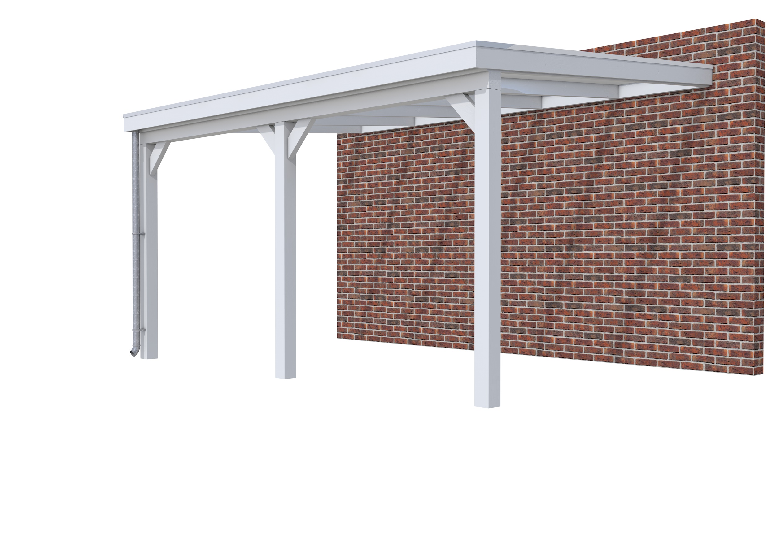 Veranda Classic 500 vuren, 512 x 360 cm, dakplaten opaal, lichtgrijs gespoten.