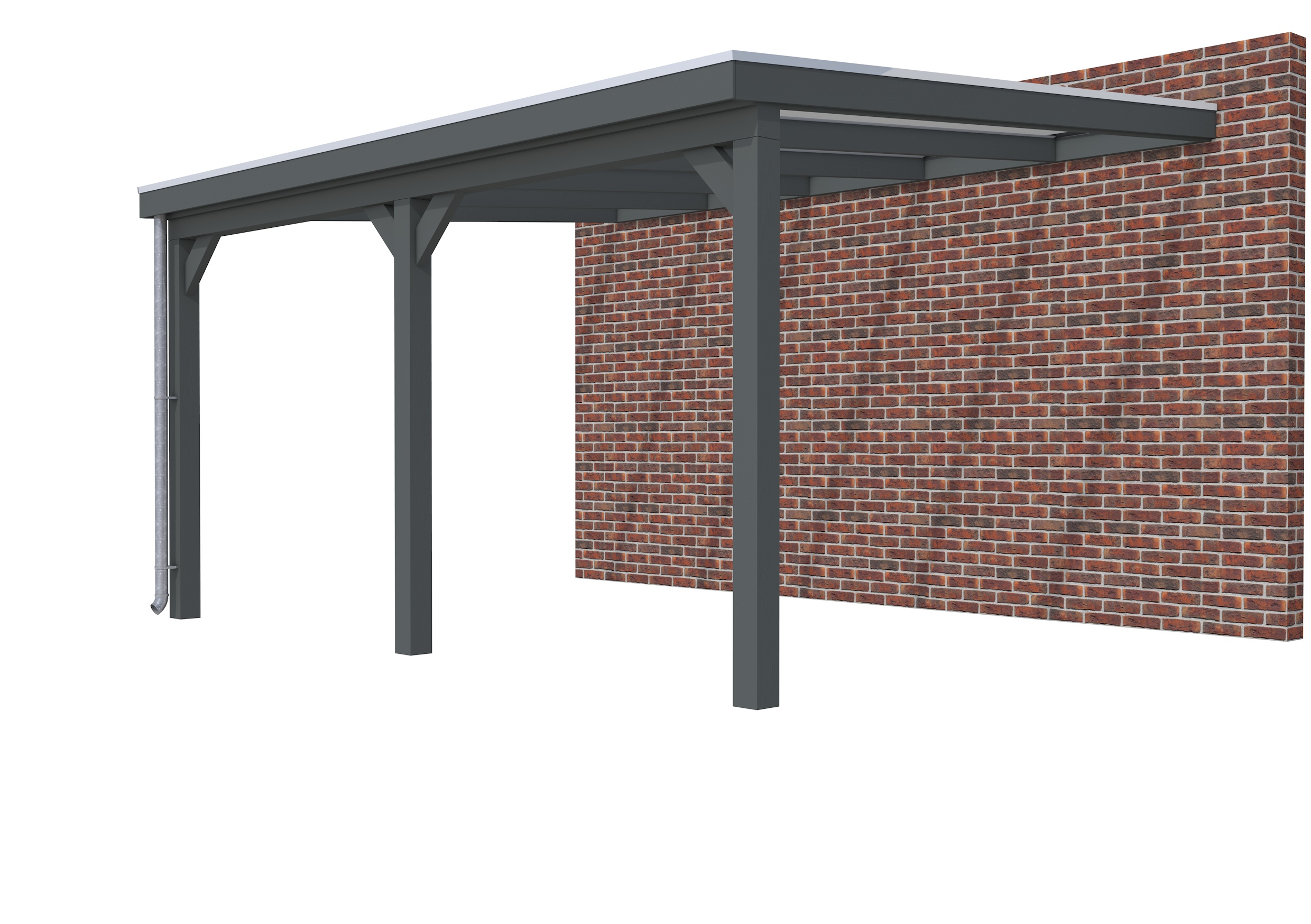 Veranda Classic 500 vuren, 512 x 410 cm, dakplaten helder, antraciet gespoten.