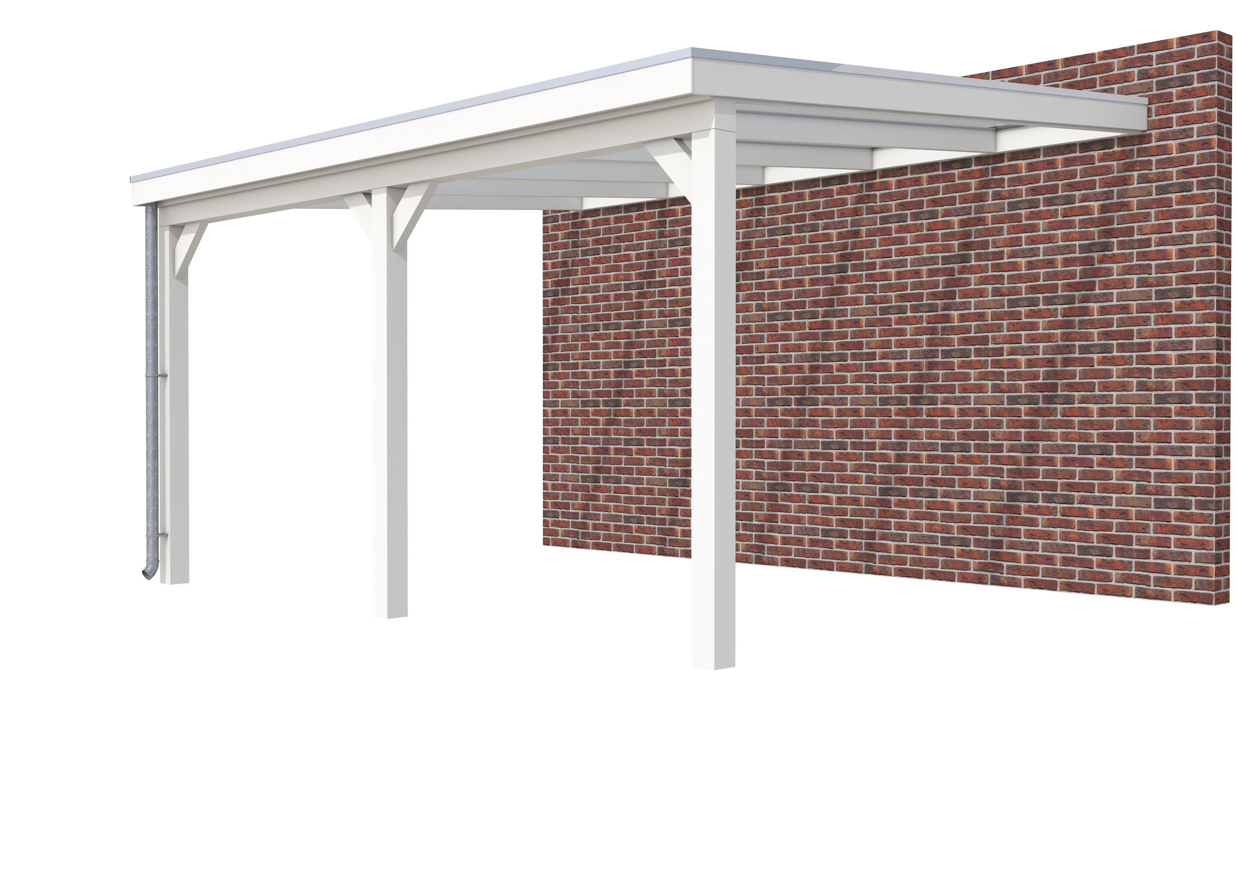 Veranda Classic 500 vuren, 512 x 410 cm, dakplaten helder, wit gespoten.