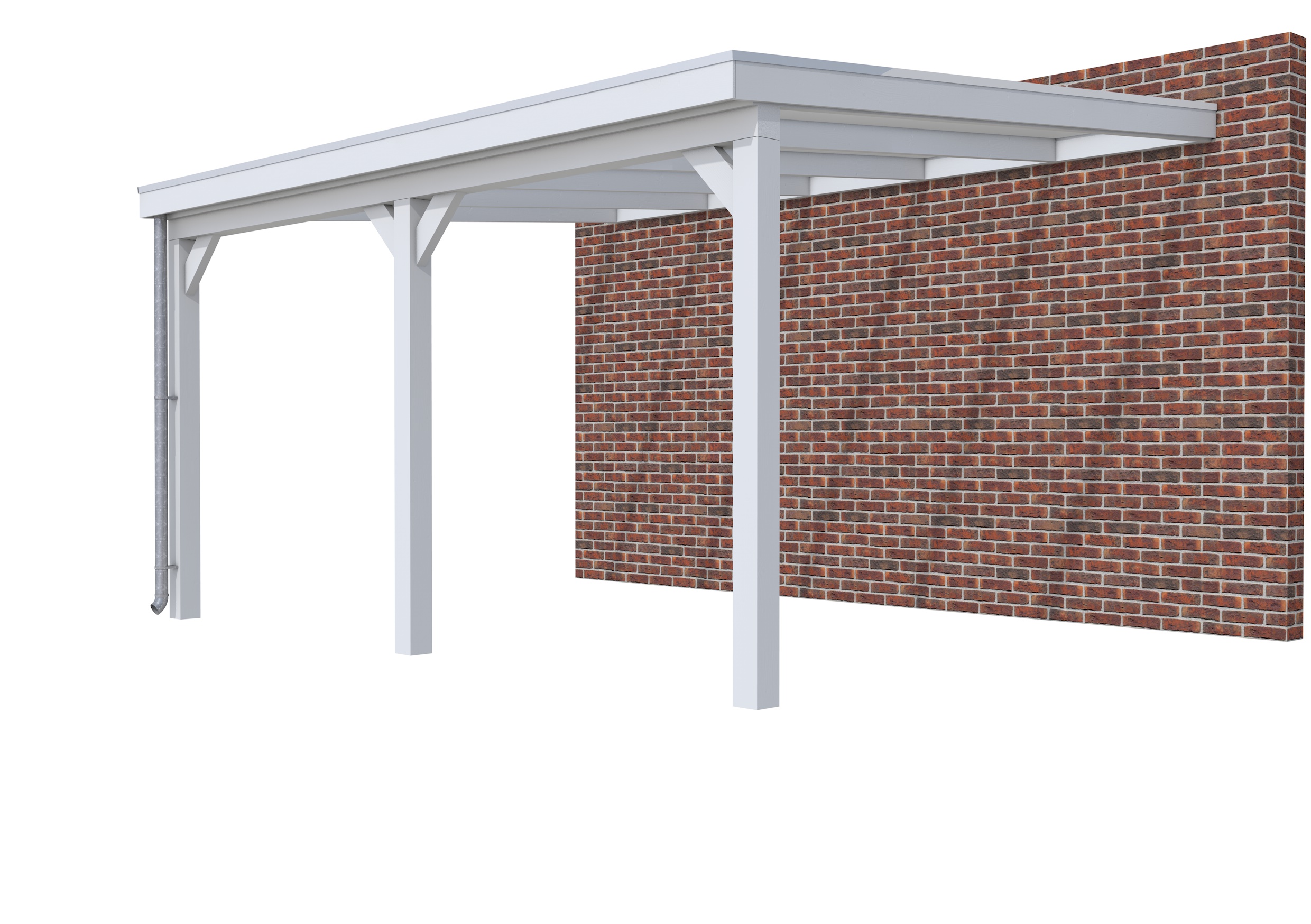 Veranda Classic 500 vuren, 512 x 410 cm, dakplaten opaal, lichtgrijs gespoten.