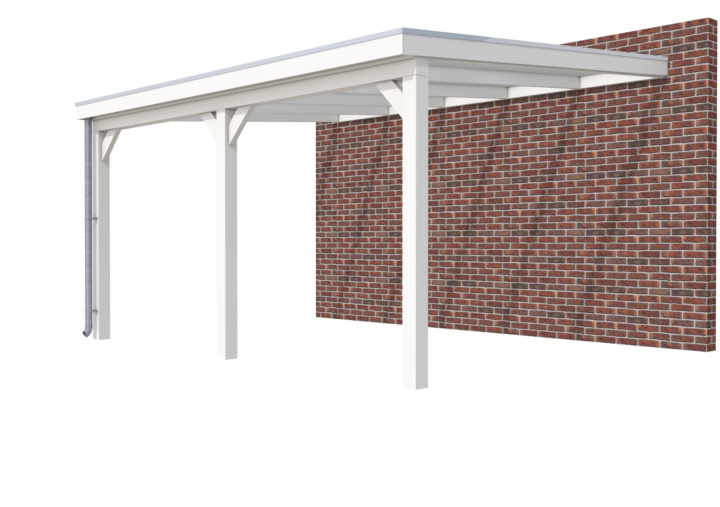 Veranda Classic 500 vuren, 512 x 410 cm, dakplaten opaal, wit gespoten.