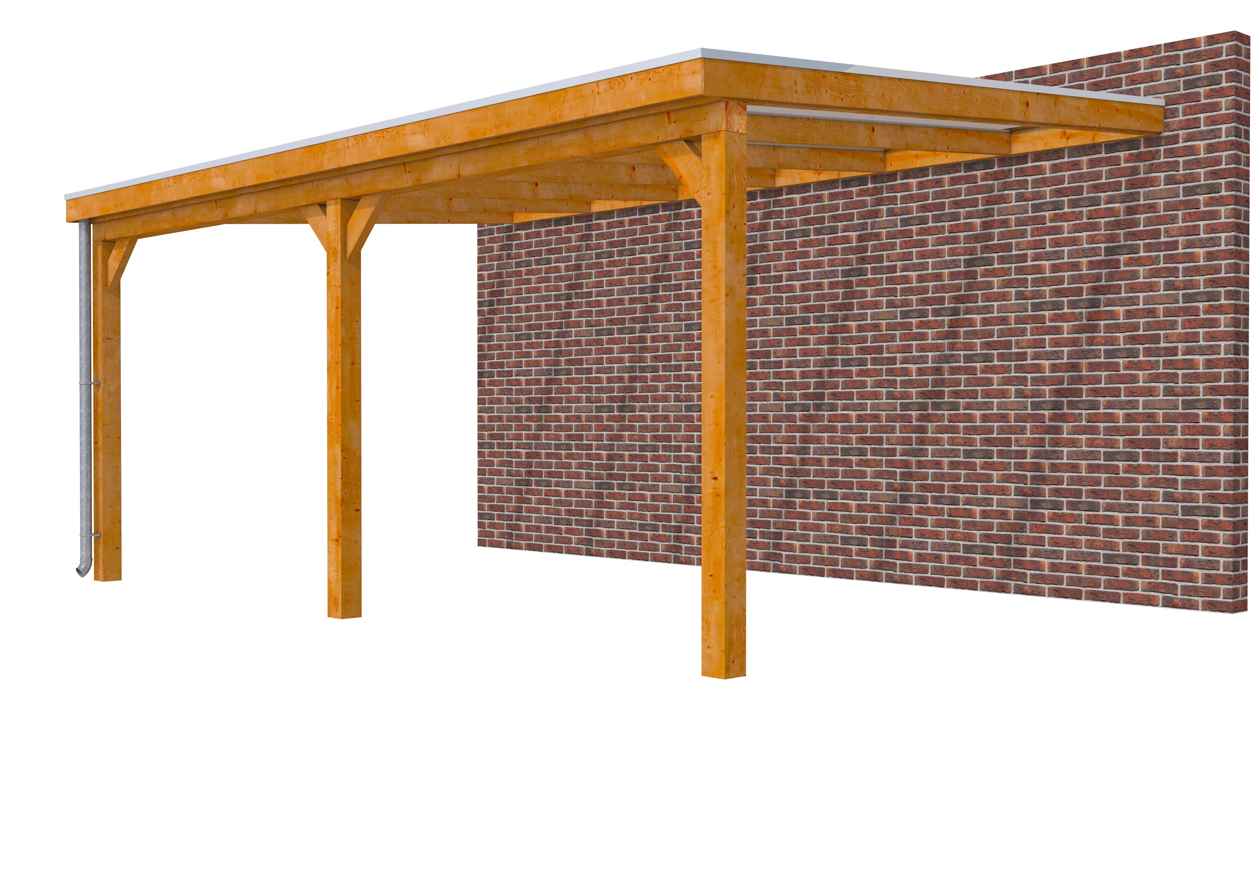 Veranda Classic 600 douglas, 612 x 410 cm, dakplaten helder, transparant gespoten.