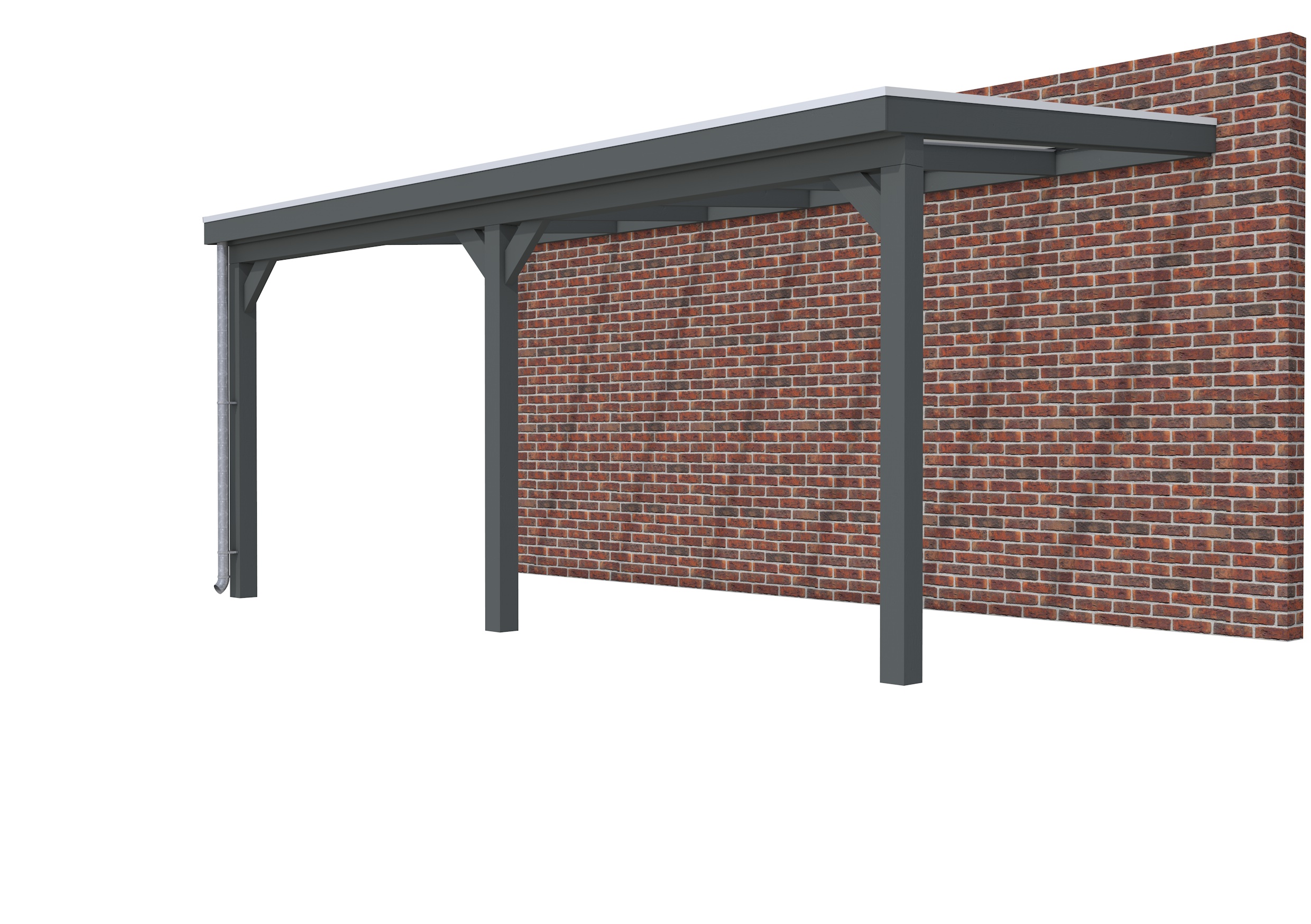 Veranda Classic 600 vuren, 612 x 310 cm, dakplaten helder, antraciet gespoten.