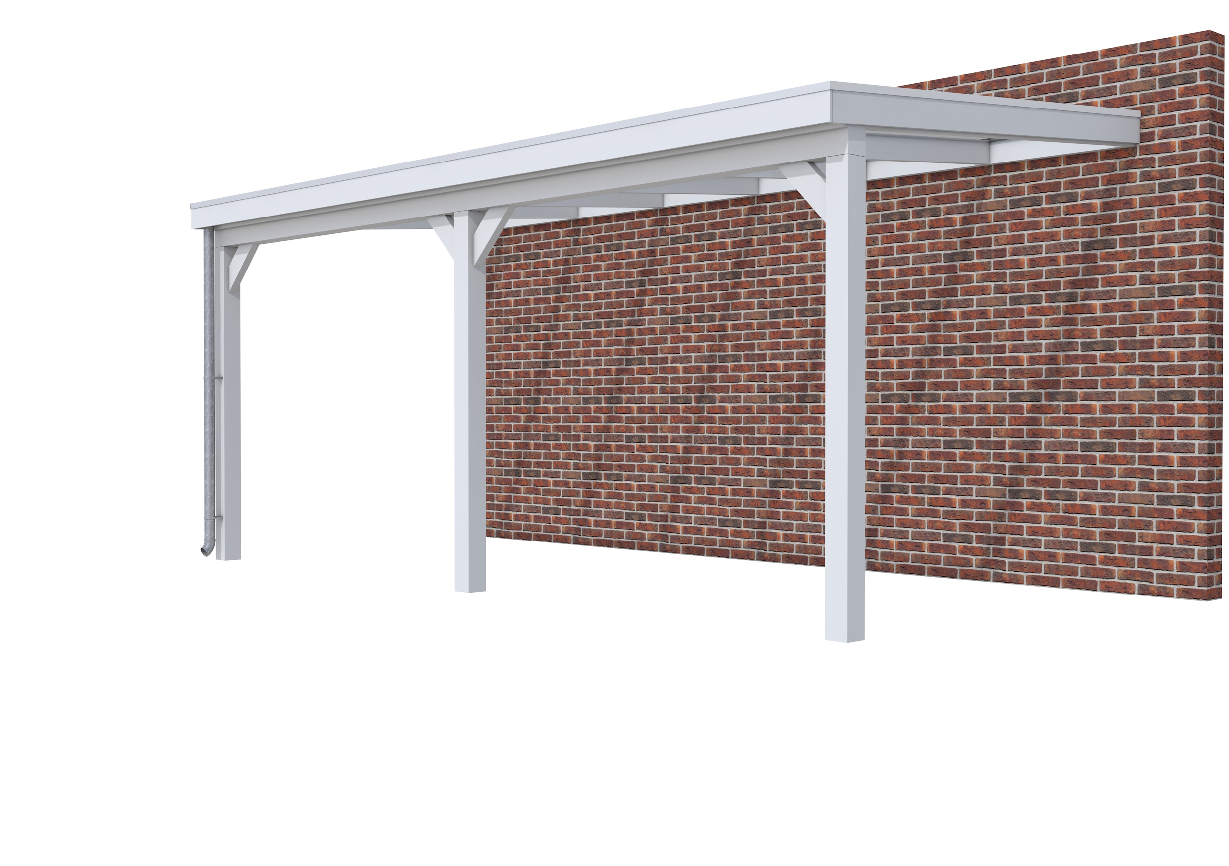 Veranda Classic 600 vuren, 612 x 310 cm, dakplaten helder, lichtgrijs gespoten.