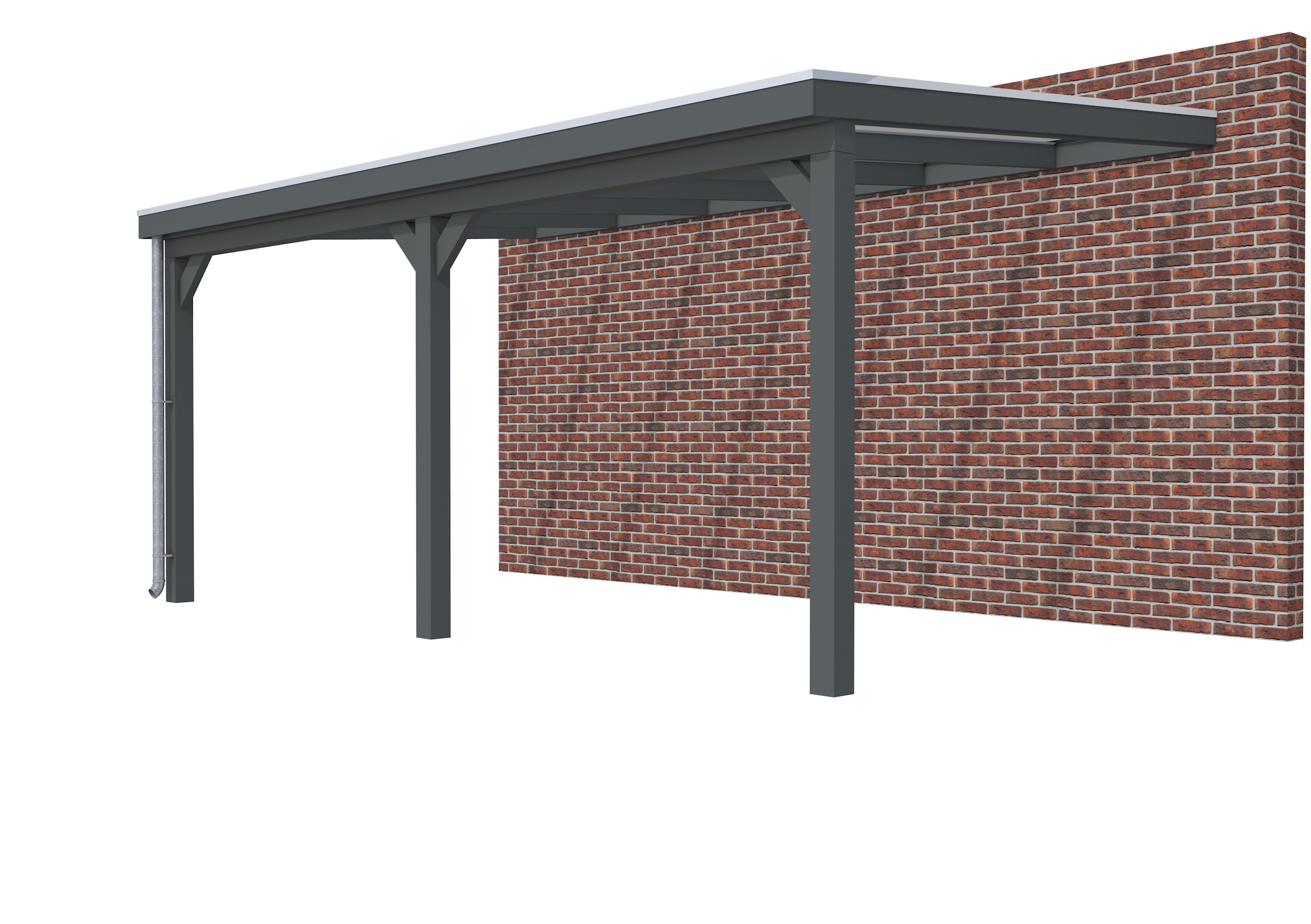 Veranda Classic 600 vuren, 612 x 360 cm, dakplaten helder, antraciet gespoten.