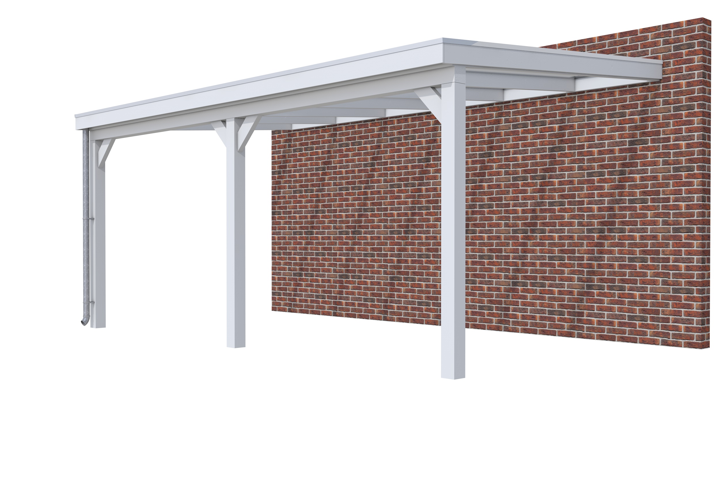 Veranda Classic 600 vuren, 612 x 360 cm, dakplaten helder, lichtgrijs gespoten.