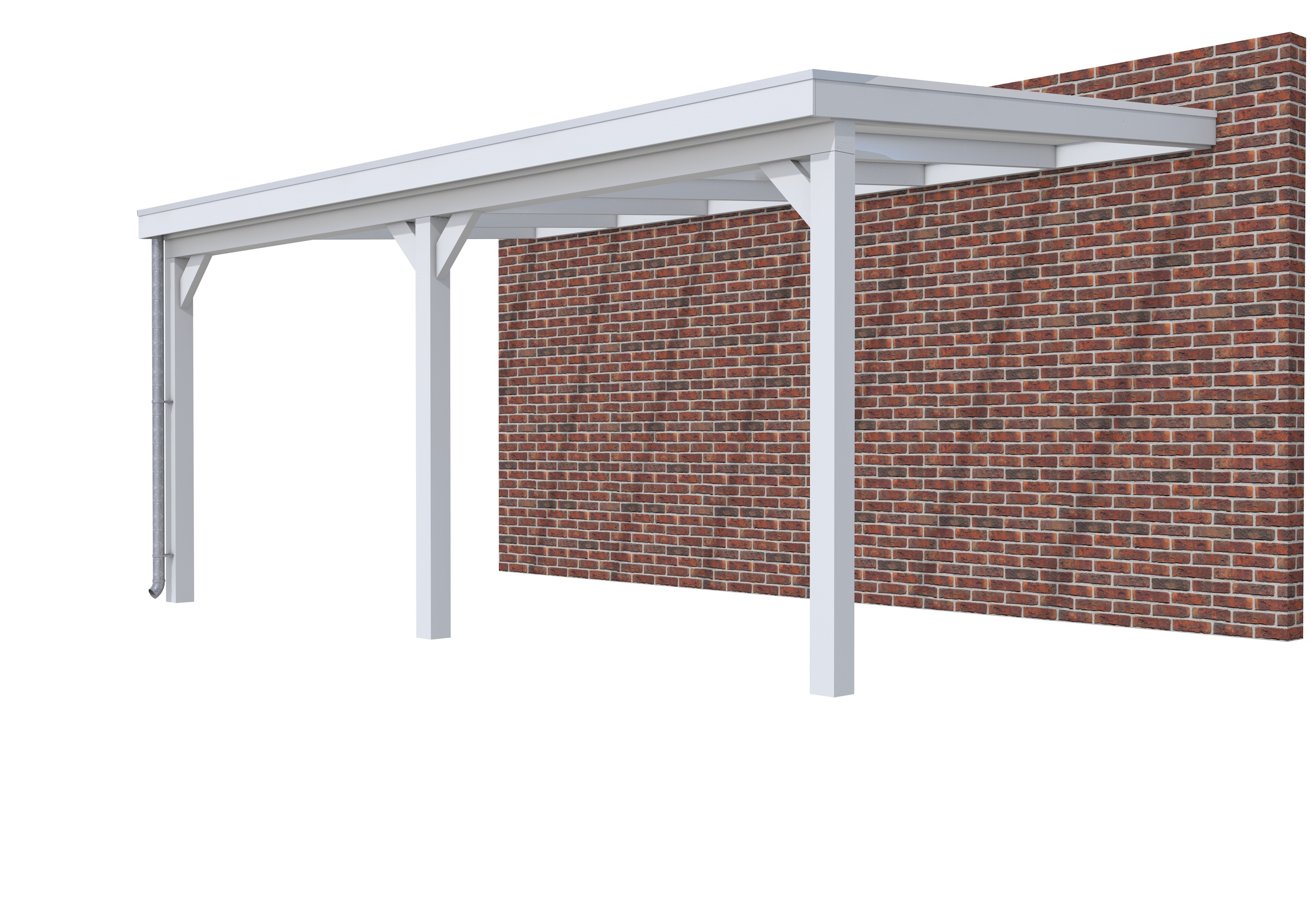 Veranda Classic 600 vuren, 612 x 360 cm, dakplaten opaal, lichtgrijs gespoten.