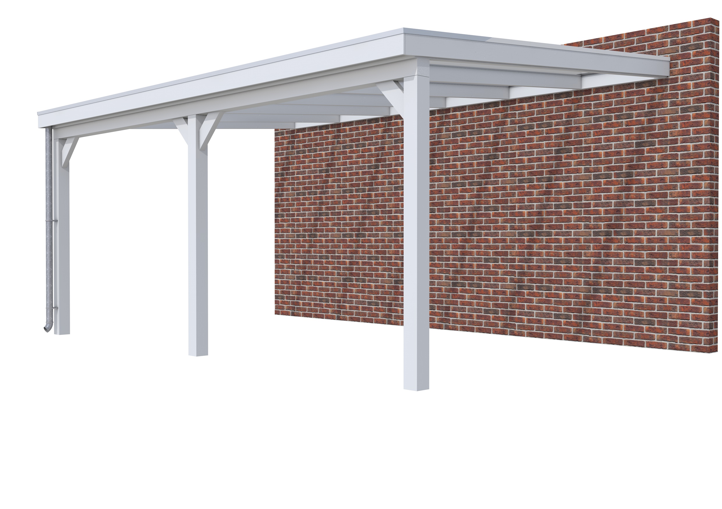 Veranda Classic 600 vuren, 612 x 410 cm, dakplaten helder, lichtgrijs gespoten.