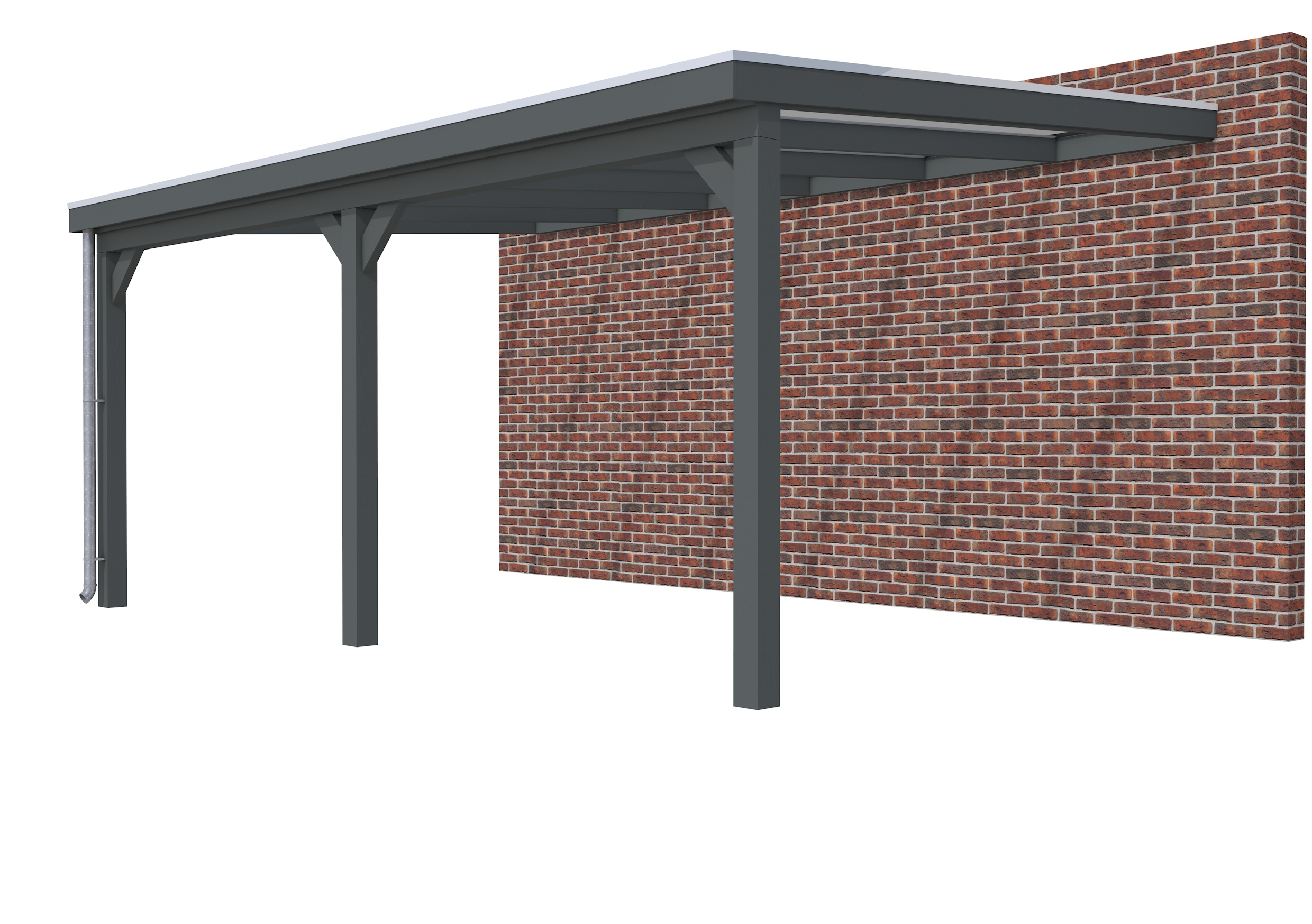 Veranda Classic 600 vuren, 612 x 410 cm, dakplaten opaal, antraciet gespoten.