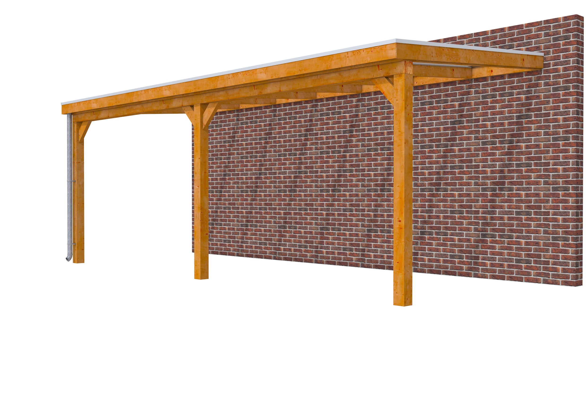 Veranda Classic 700 douglas, 712 x 310 cm, dakplaten helder, transparant gespoten.
