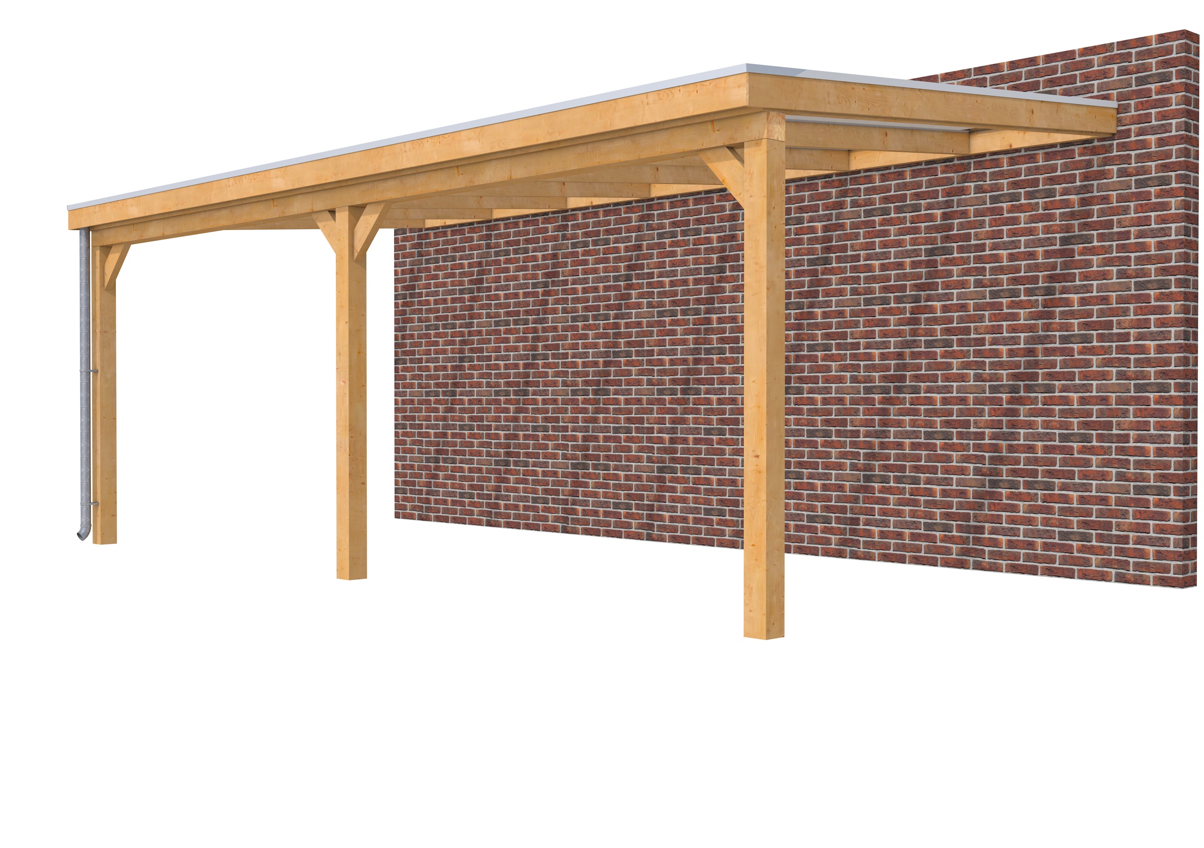 Veranda Classic 700 douglas, 712 x 360 cm, dakplaten helder, onbehandeld.