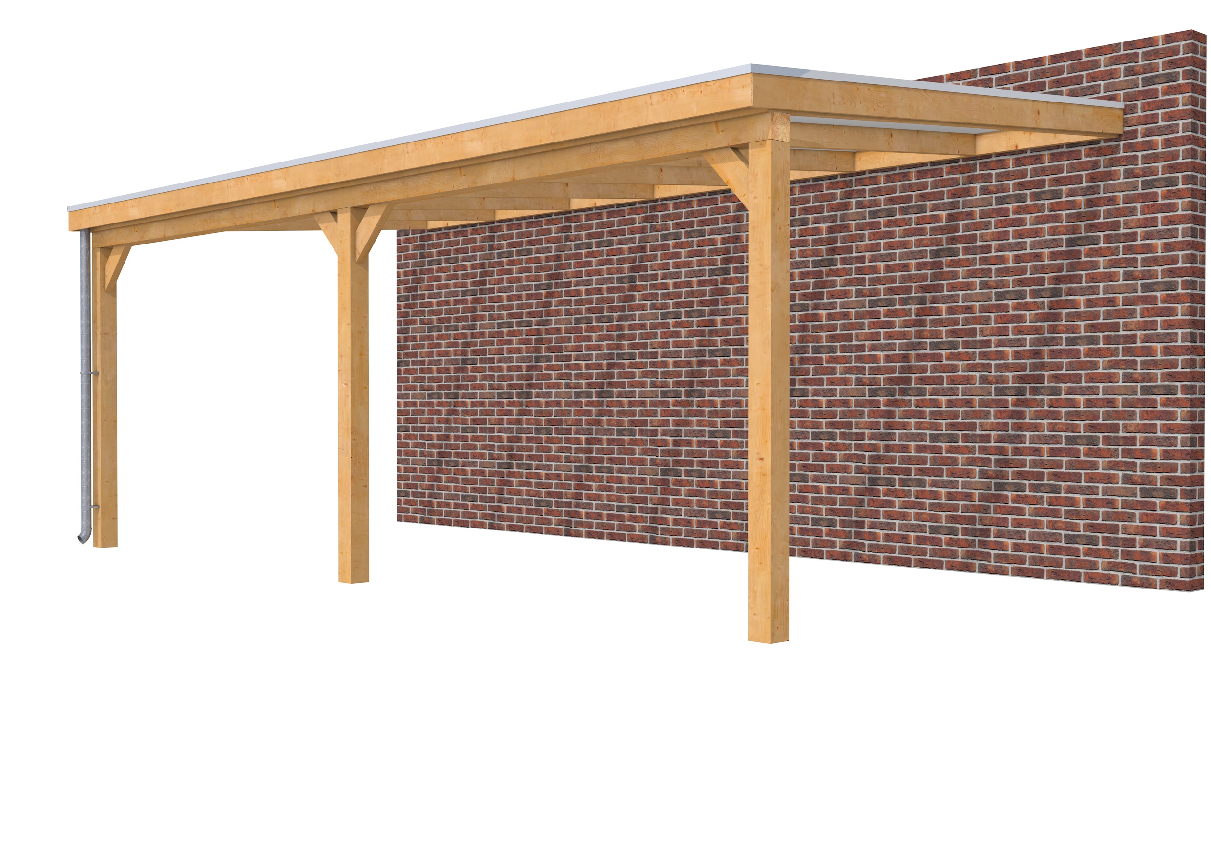 Veranda Classic 700 douglas, 712 x 360 cm, dakplaten opaal, onbehandeld.
