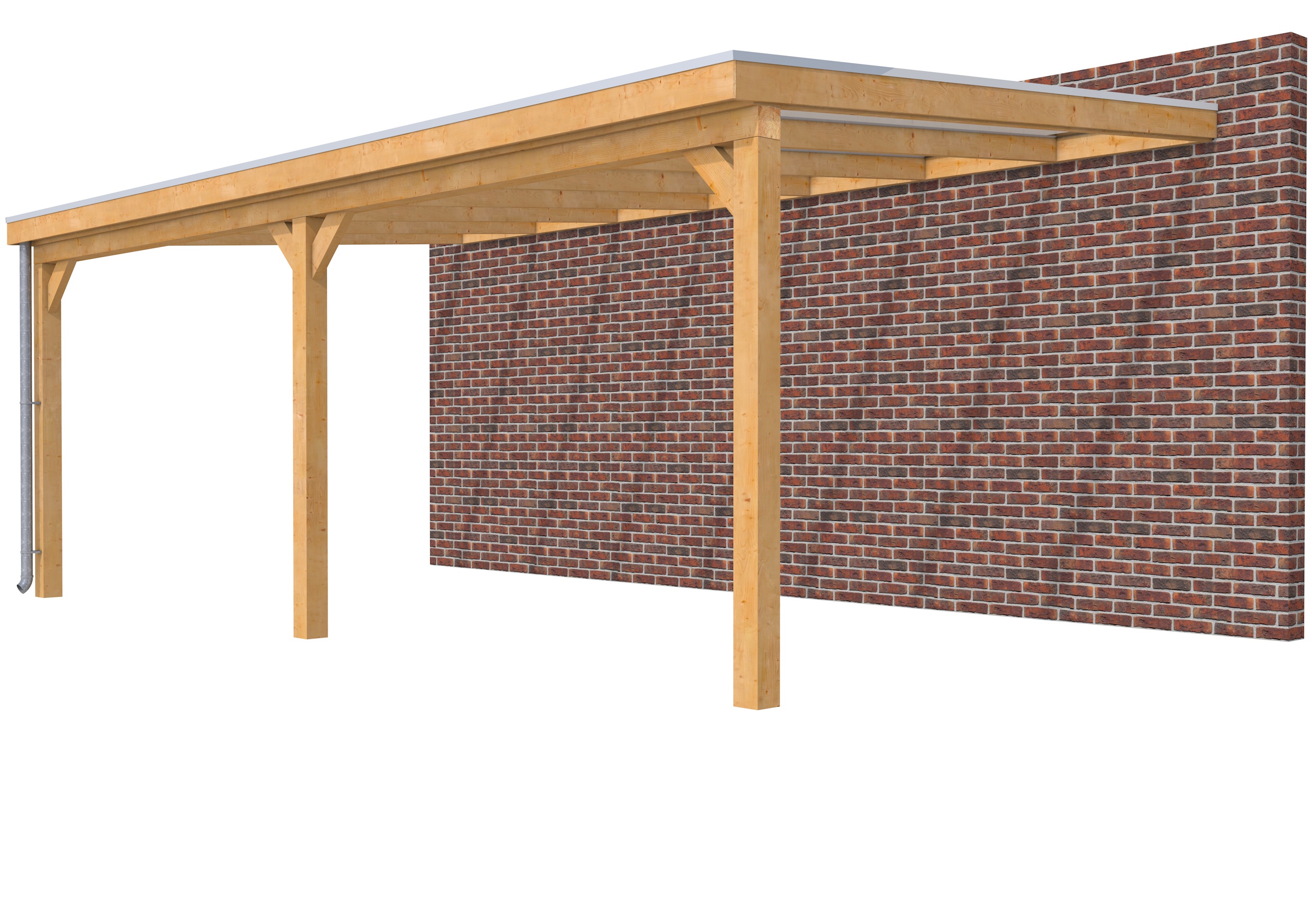 Veranda Classic 700 douglas, 712 x 410 cm, dakplaten helder, onbehandeld.